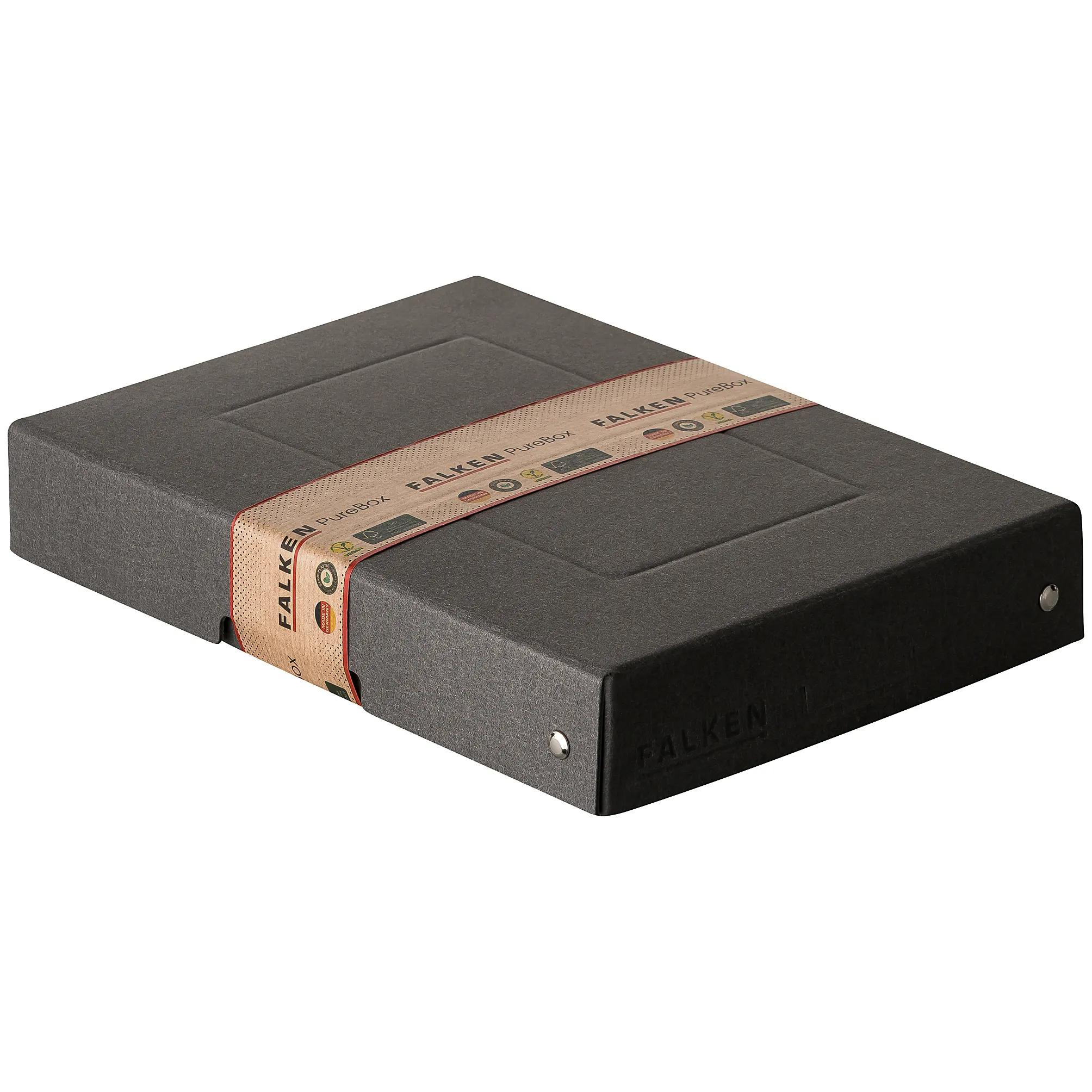 Caja gris oscuro con banda FALKEN PureBox, sobre fondo blanco.