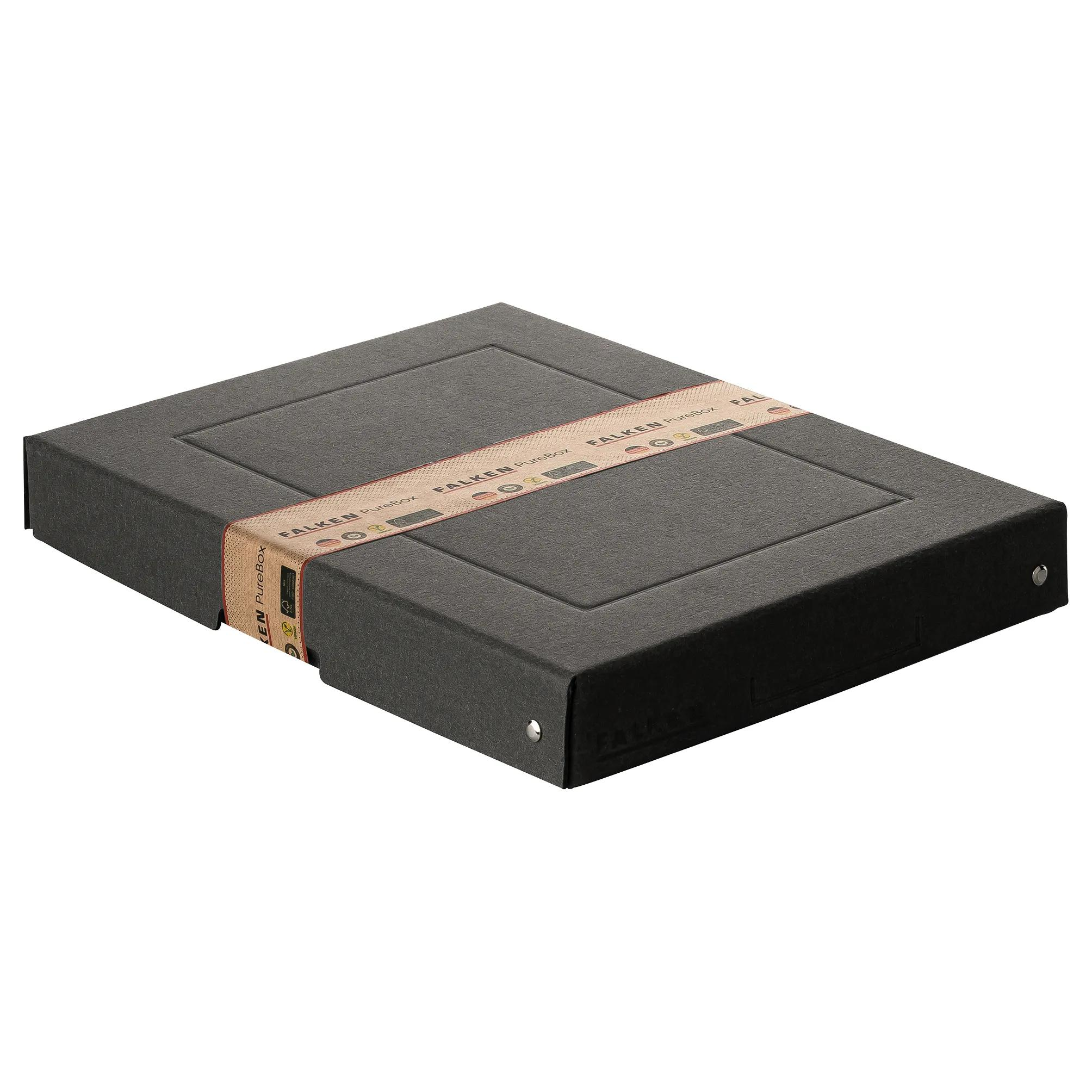 Embalaje negro Falken PureBox con banda marrón y logo, sobre fondo blanco.