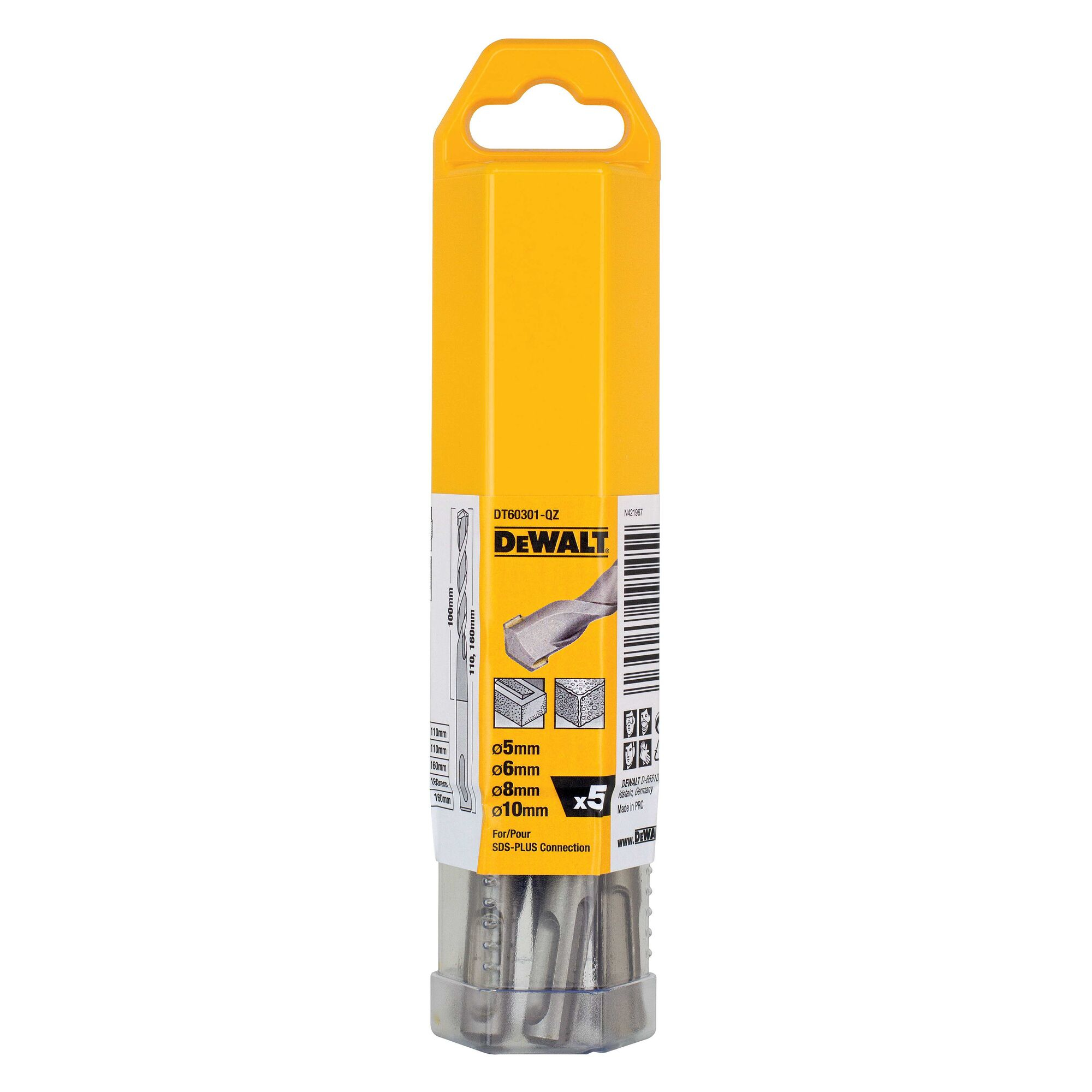 Dört adet 5-10mm beton matkap ucu içeren sarı ambalaj.
