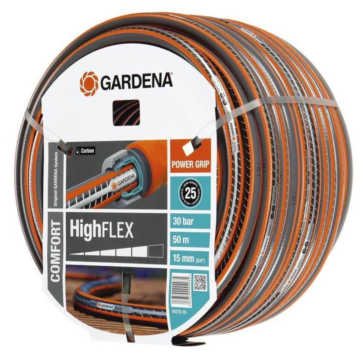 Gartenschlauch von Gardena, Comfort HighFLEX, 30 bar, 50m, 15mm.