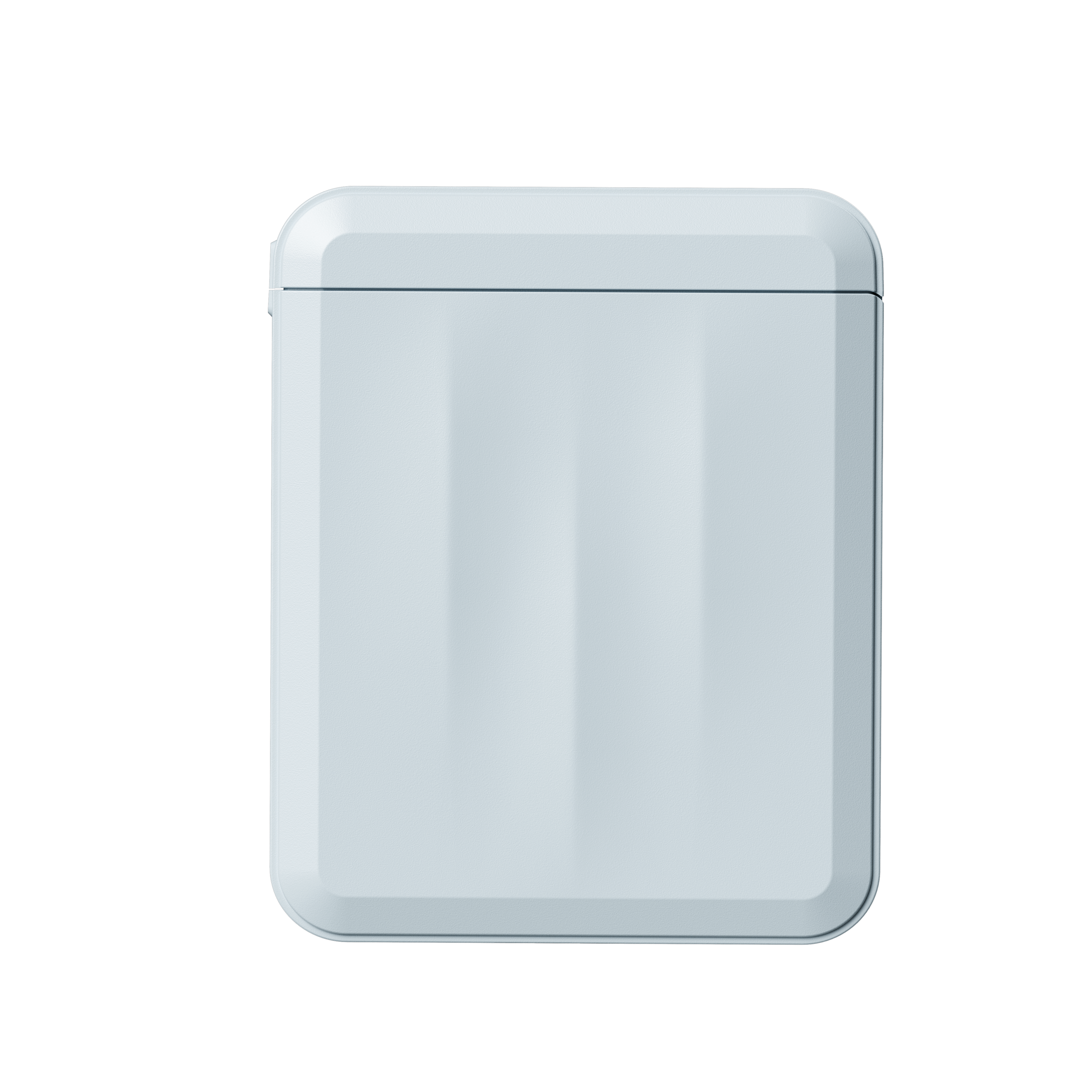 Jasnoszary, prostokątny pojemnik z zaokrąglonymi rogami.