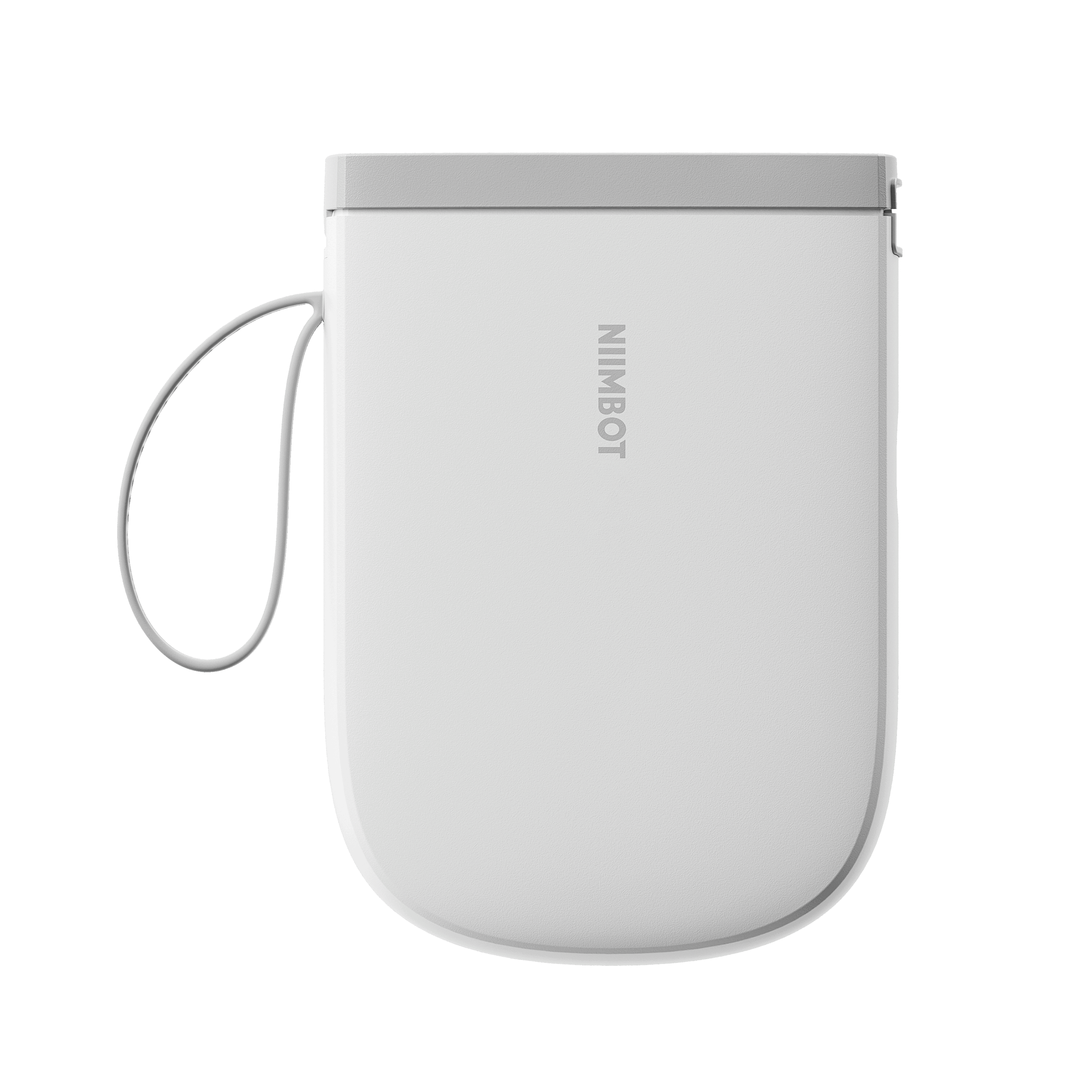 Białe urządzenie z szarą taśmą i napisem NIIMBOT.