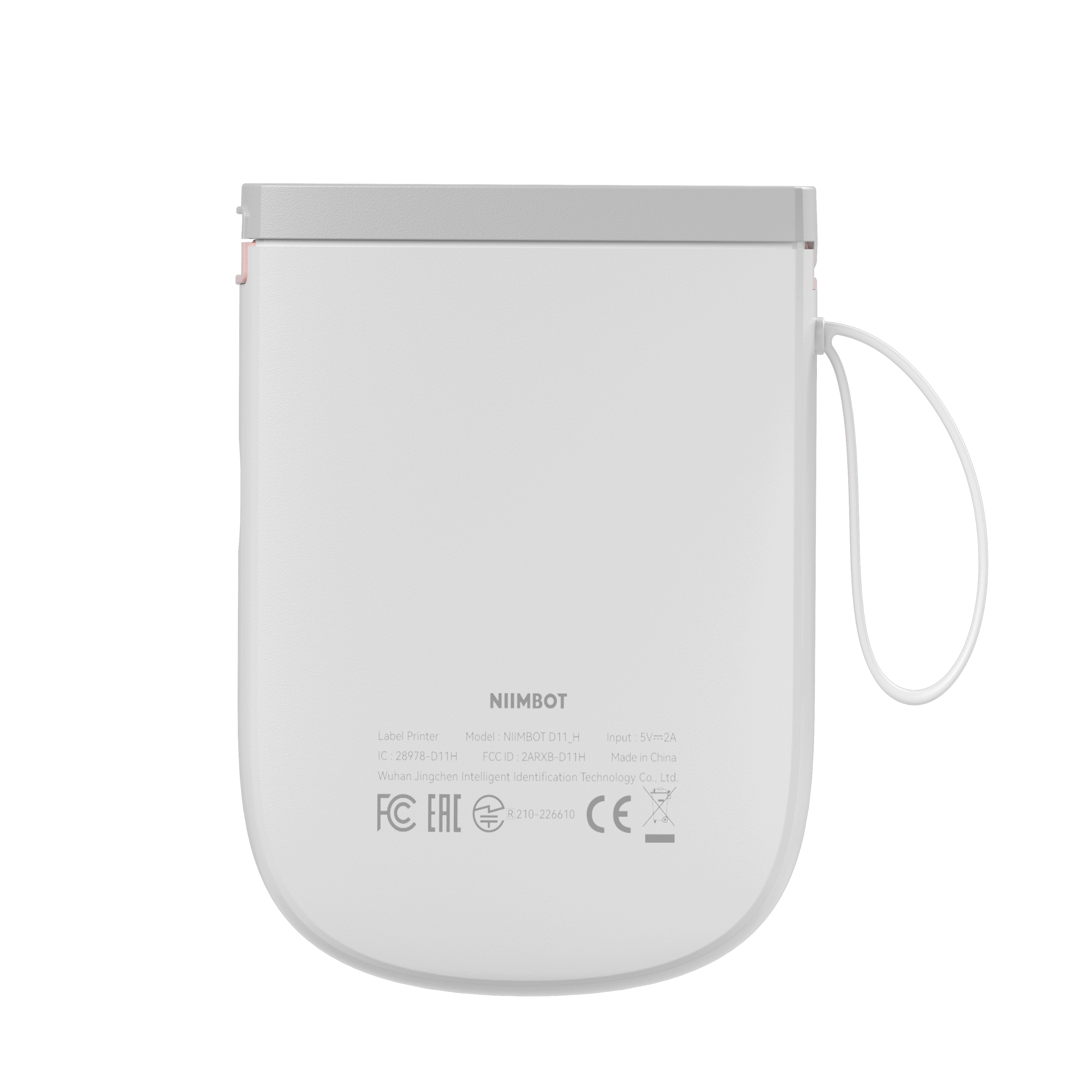 Biała drukarka etykiet z logo Niimbot i znakiem CE.