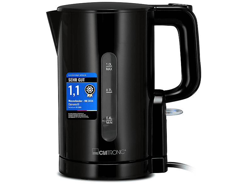 CLATRONIC WK 3834 Wasserkocher, Schwarz