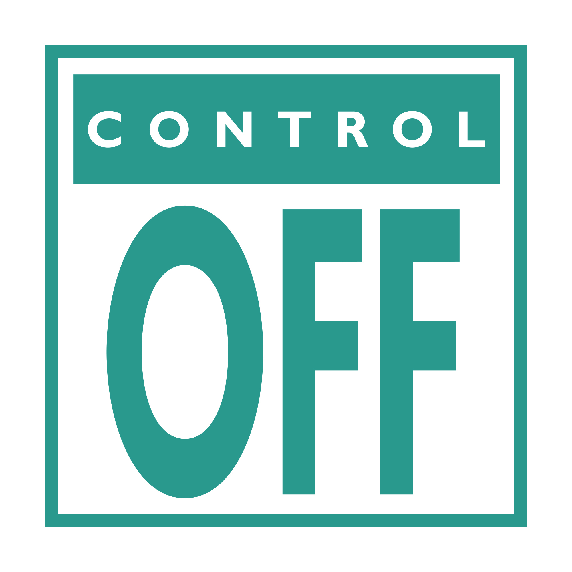 Cartello verde con testo bianco: CONTROL in alto, OFF in basso.