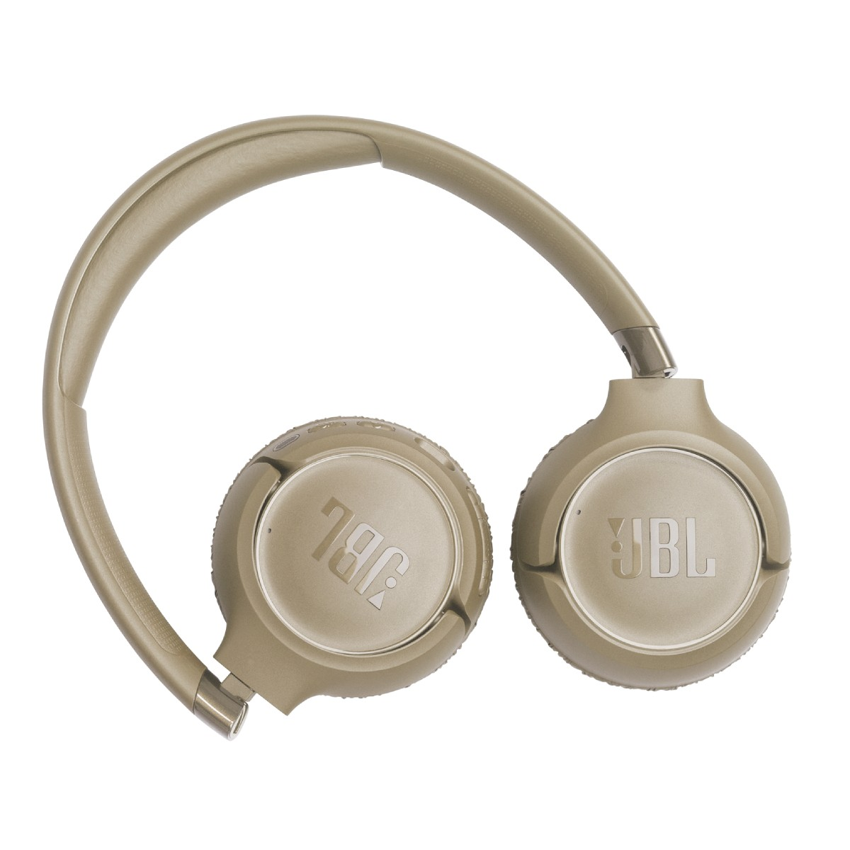 Beżowe słuchawki JBL z pałąkiem i okrągłymi nausznikami.