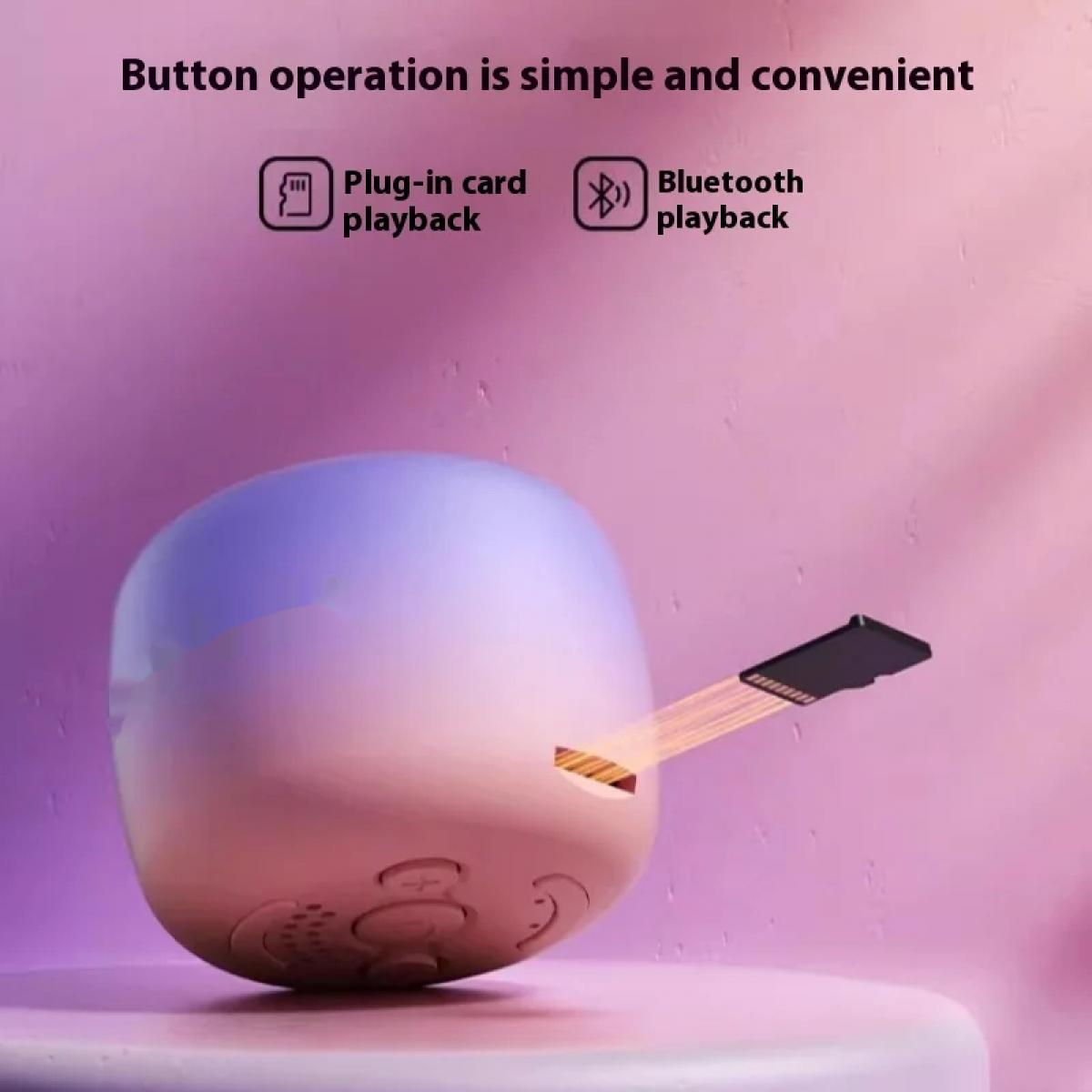 Ein kleines, rundes, pink-violettes Gerät mit einsteckbarer Micro-SD-Karte.