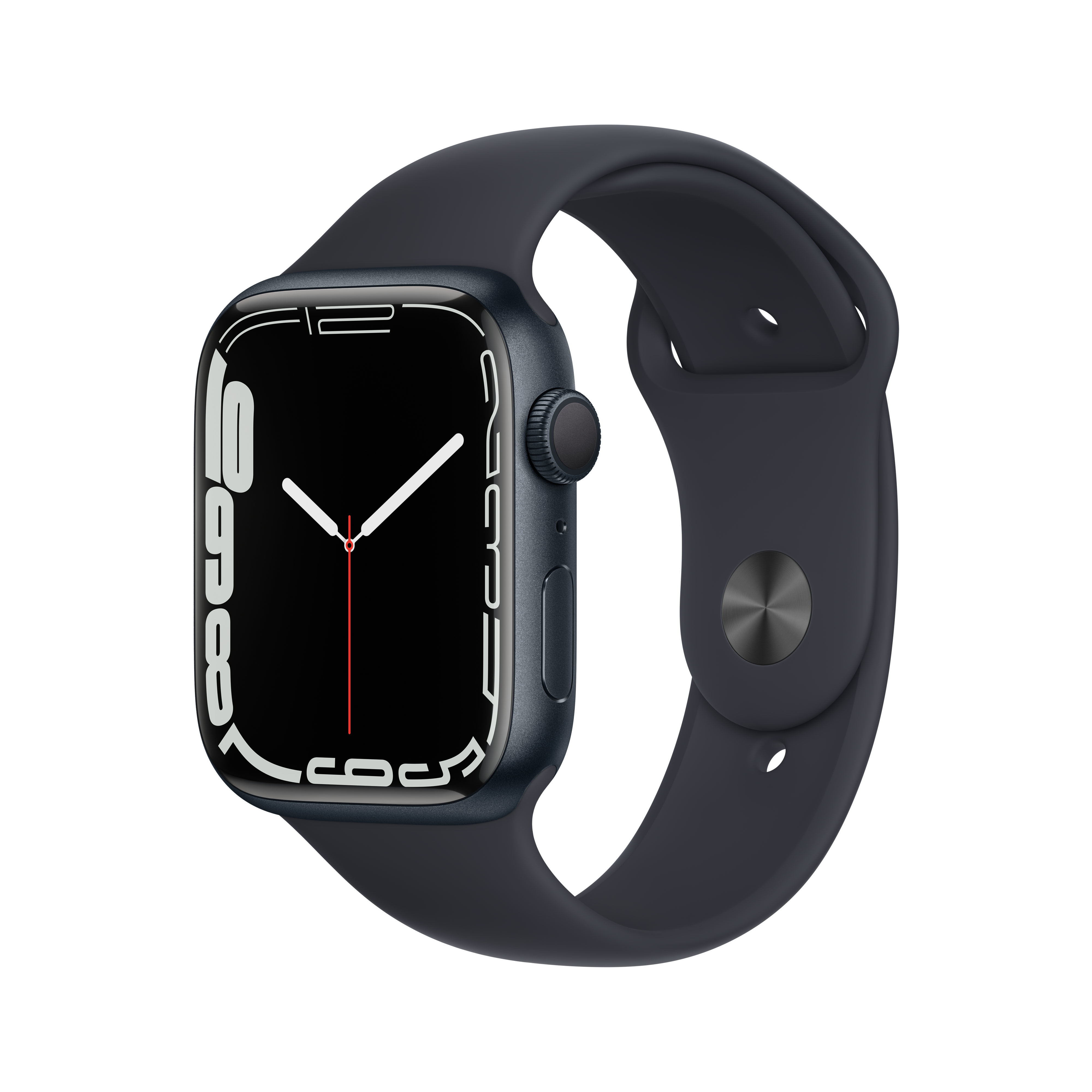 Eine dunkle Smartwatch mit schwarzem Zifferblatt und dunklem Armband.