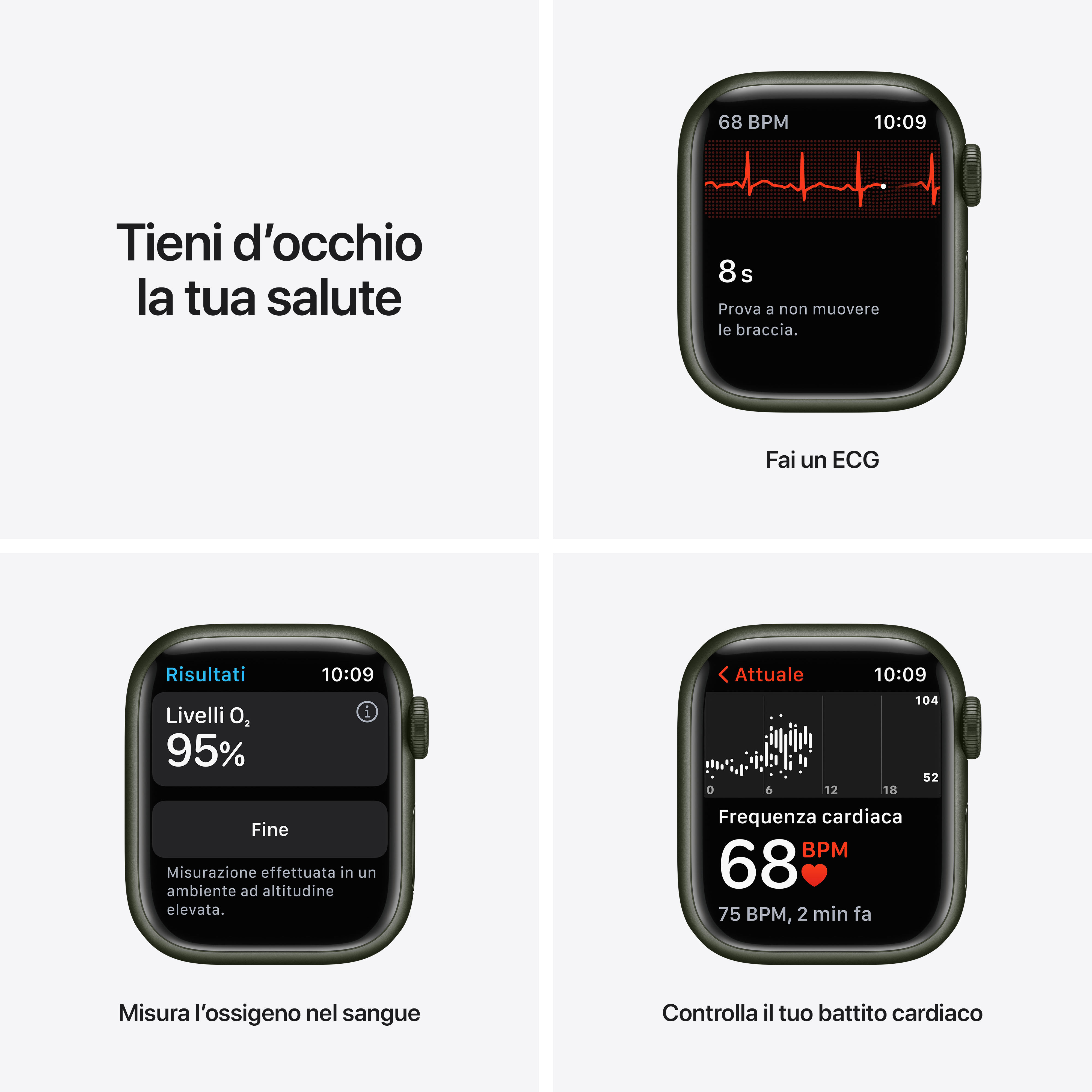 Apple Watch muestra funciones de ECG, oxígeno y ritmo cardíaco.