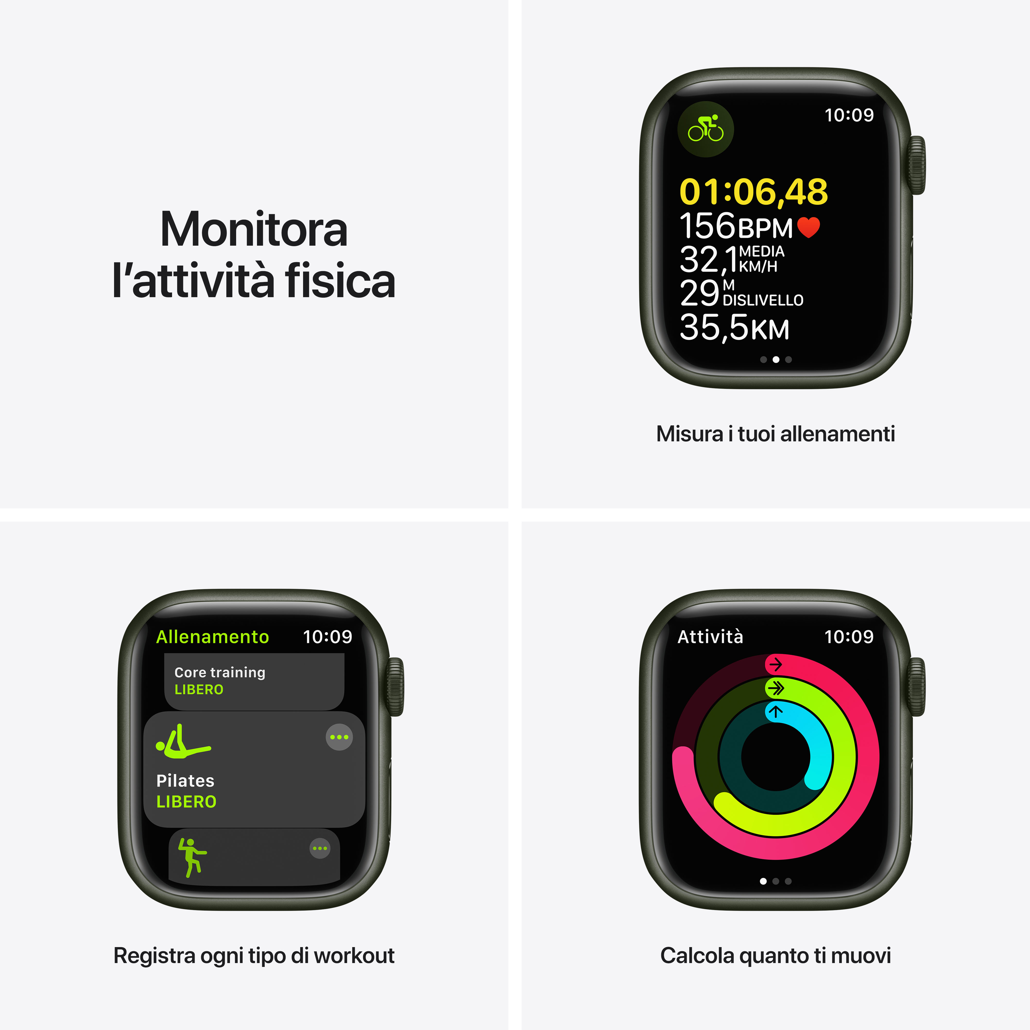 Smartwatch muestra datos de entrenamiento: tiempo, ritmo cardíaco, distancia.