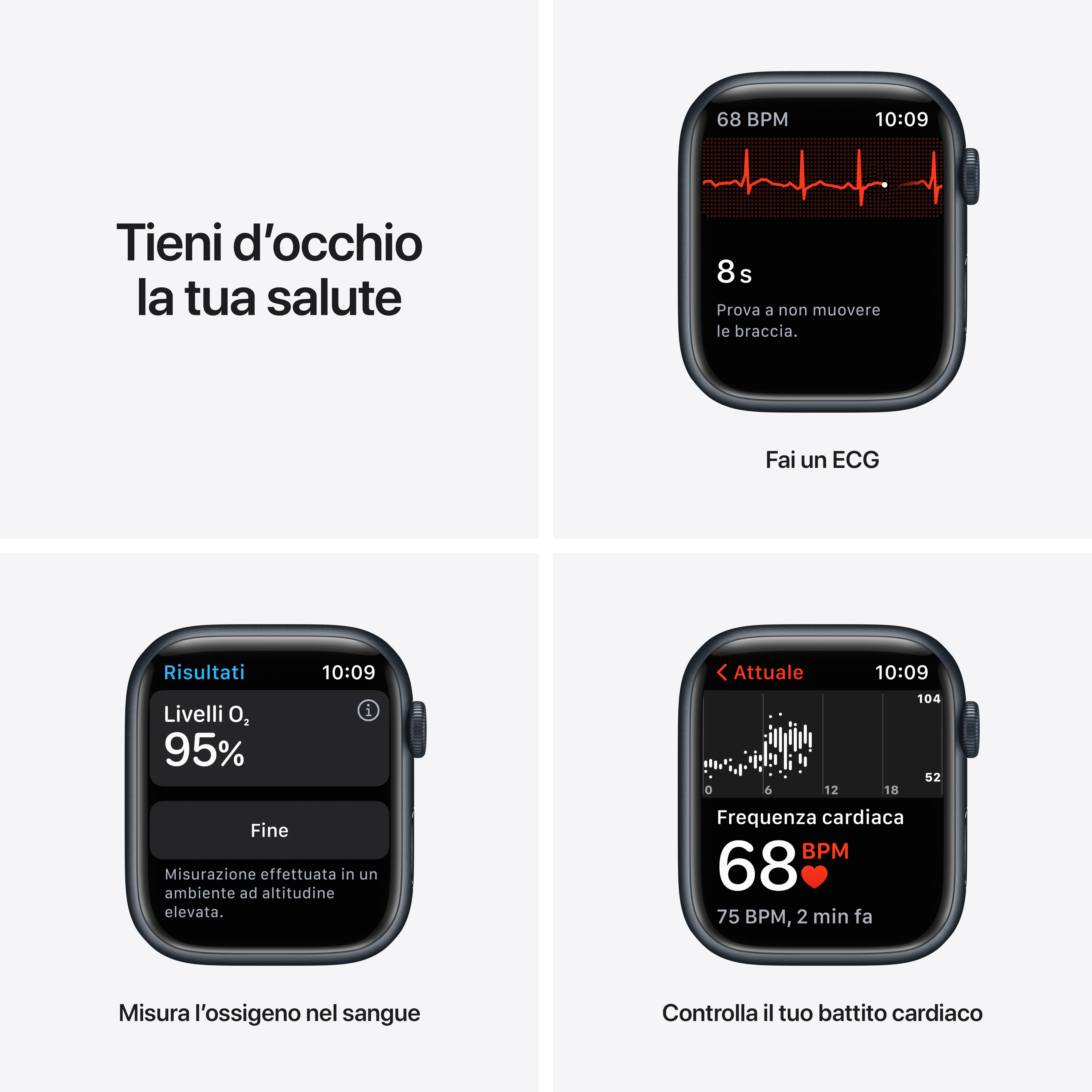 Apple Watch muestra ECG, oxígeno en sangre y frecuencia cardíaca.