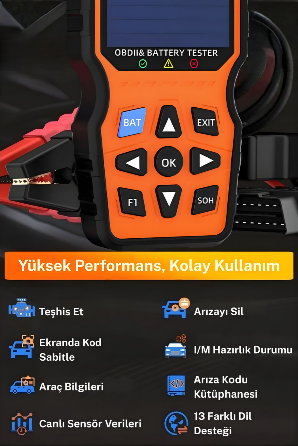 NPO NPC368Pro 2in1 Akü Analizli ve 50.000+ Hata Kodu Hafızalı