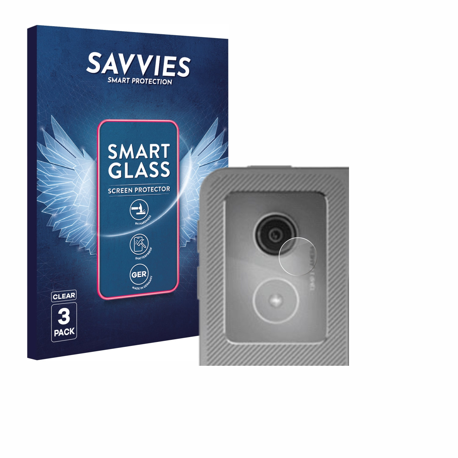 Savvies Smart Glass Schutzfolie für Kameras im 3er-Pack, 9H Härte, bruchsicher.