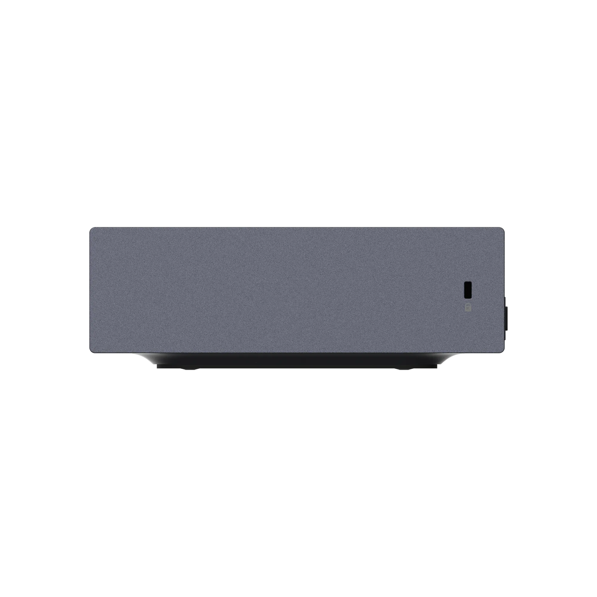Dispositivo rectangular gris con base negra y pequeña ranura vertical.