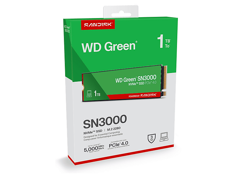 SANDISK WD Green SN3000 NVMe SSD 1TB M.2 2280 Eingabe / Ausgabe