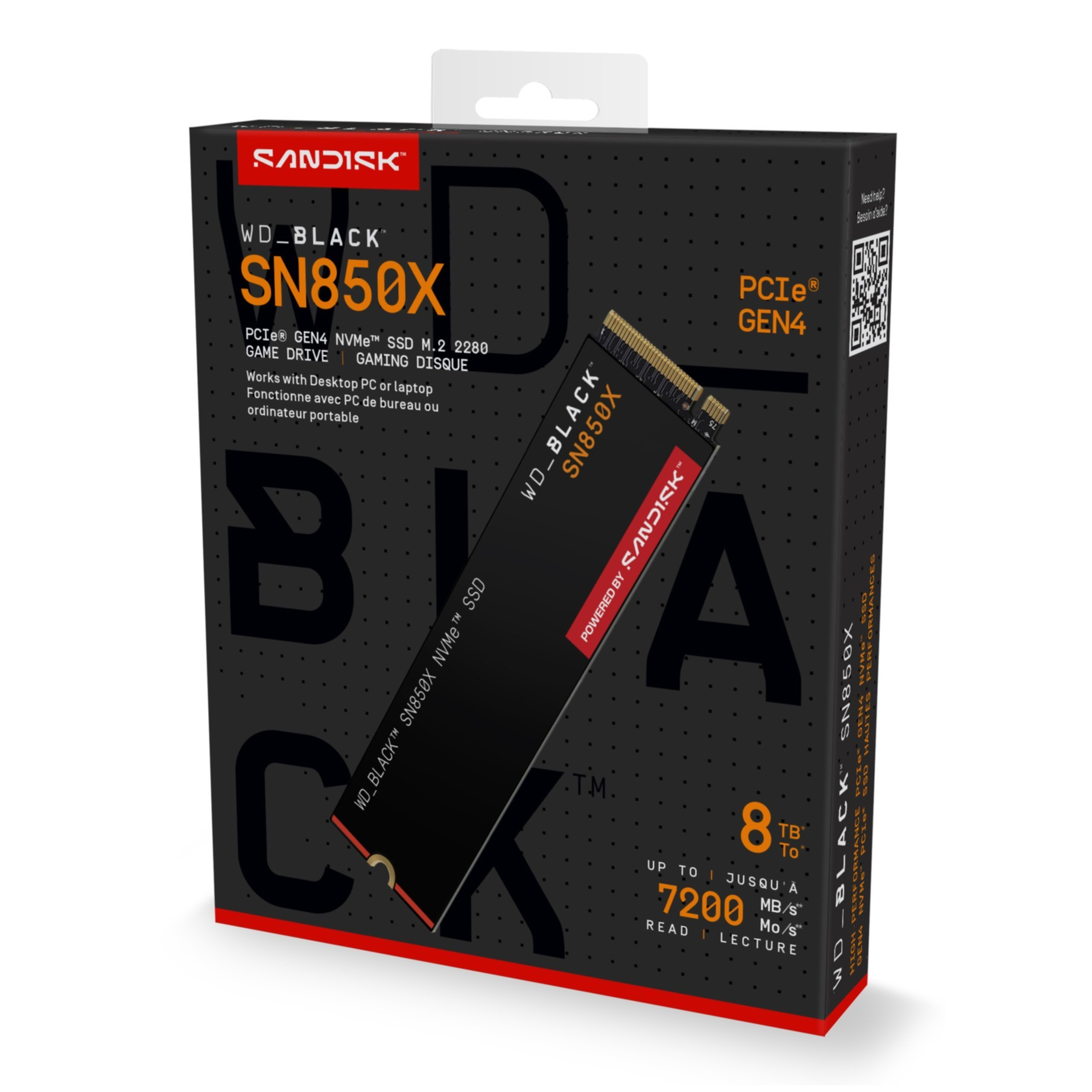 Opakowanie dysku SSD NVMe WD_BLACK SN850X z technologią PCIe Gen4.