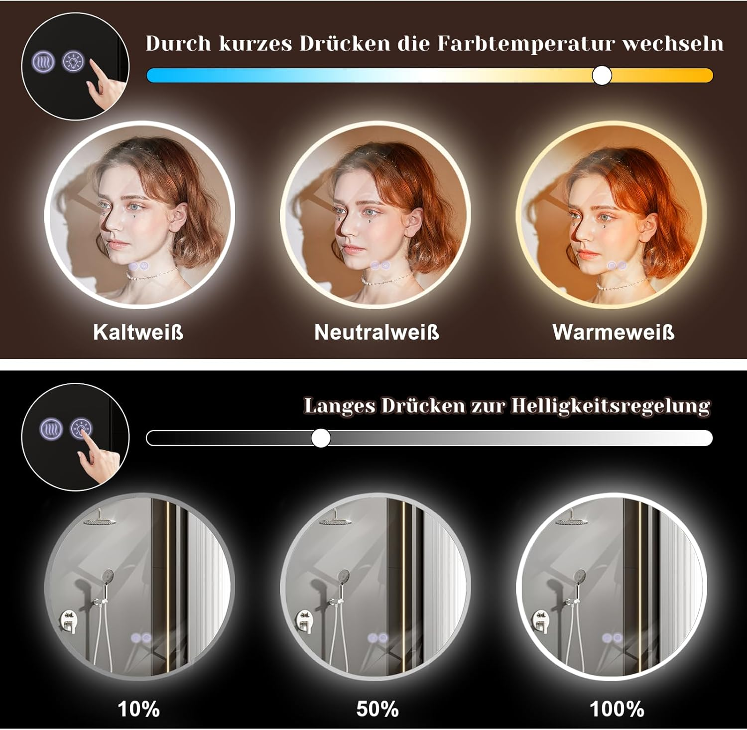Bild zeigt Farb- und Helligkeitsregelung für eine Leuchte.