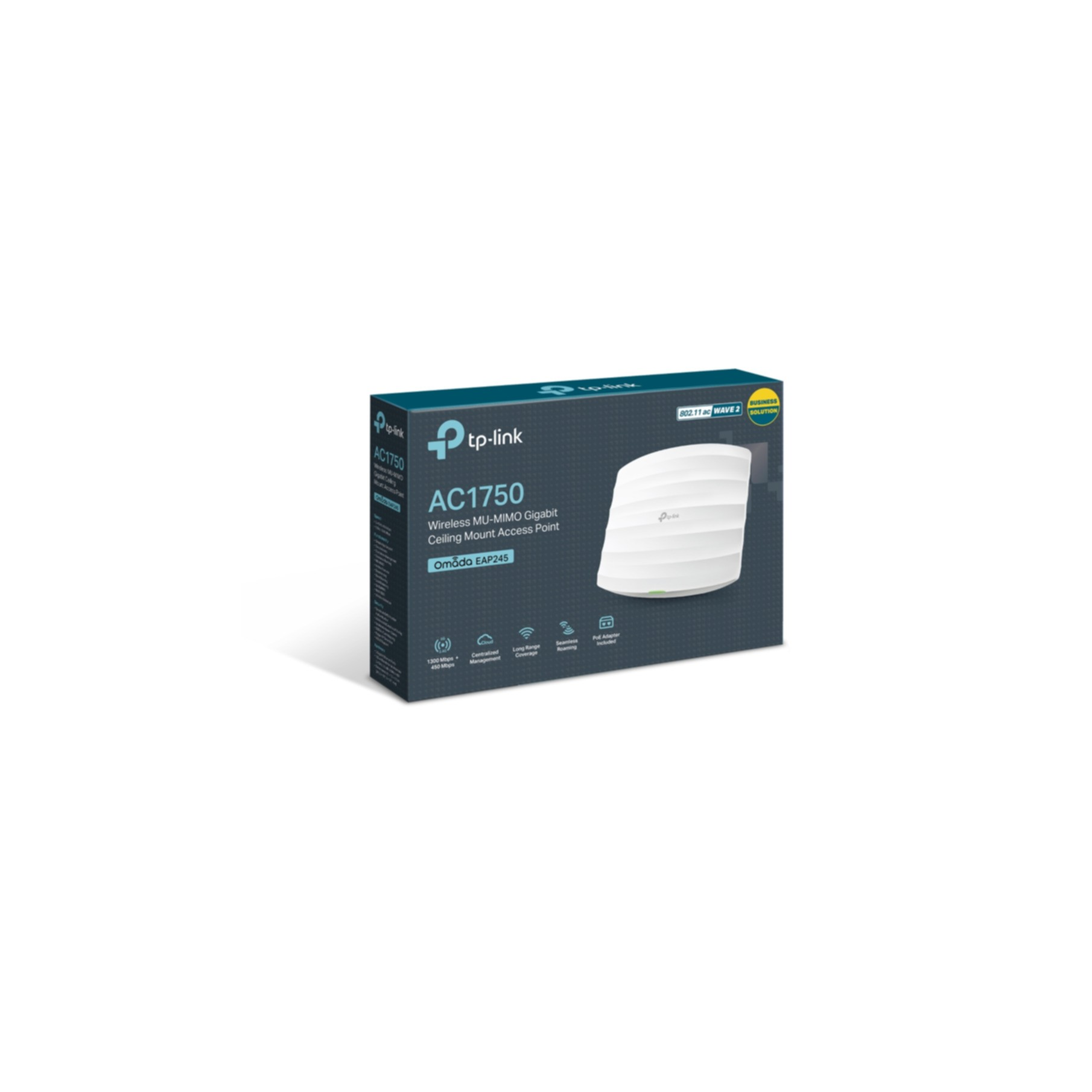 Confezione del punto di accesso TP-Link AC1750 Omada EAP245 con dispositivo.