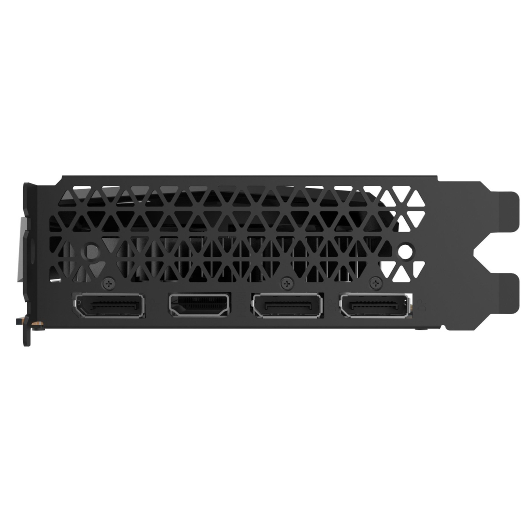 Czarna karta graficzna z dwoma złączami HDMI i dwoma DisplayPort.