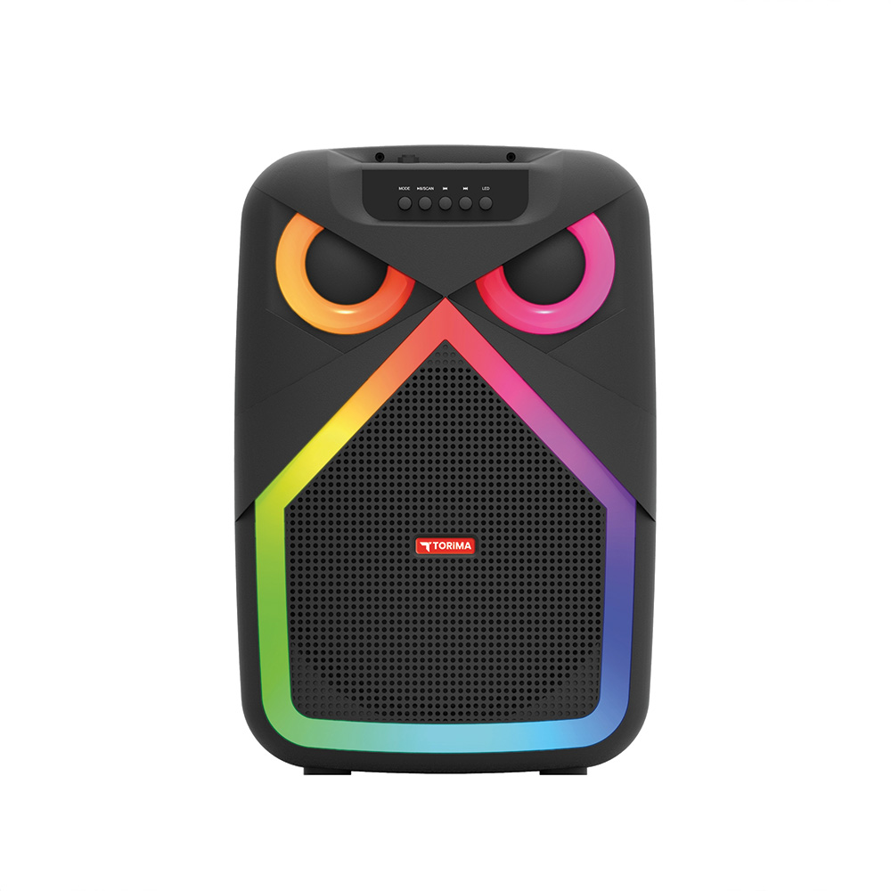 TORIMA D84 RGB LED Işıklı Kablosuz Mikrofonlu Taşınabilir Karaoke Bluetooth Hoparlör Siyah