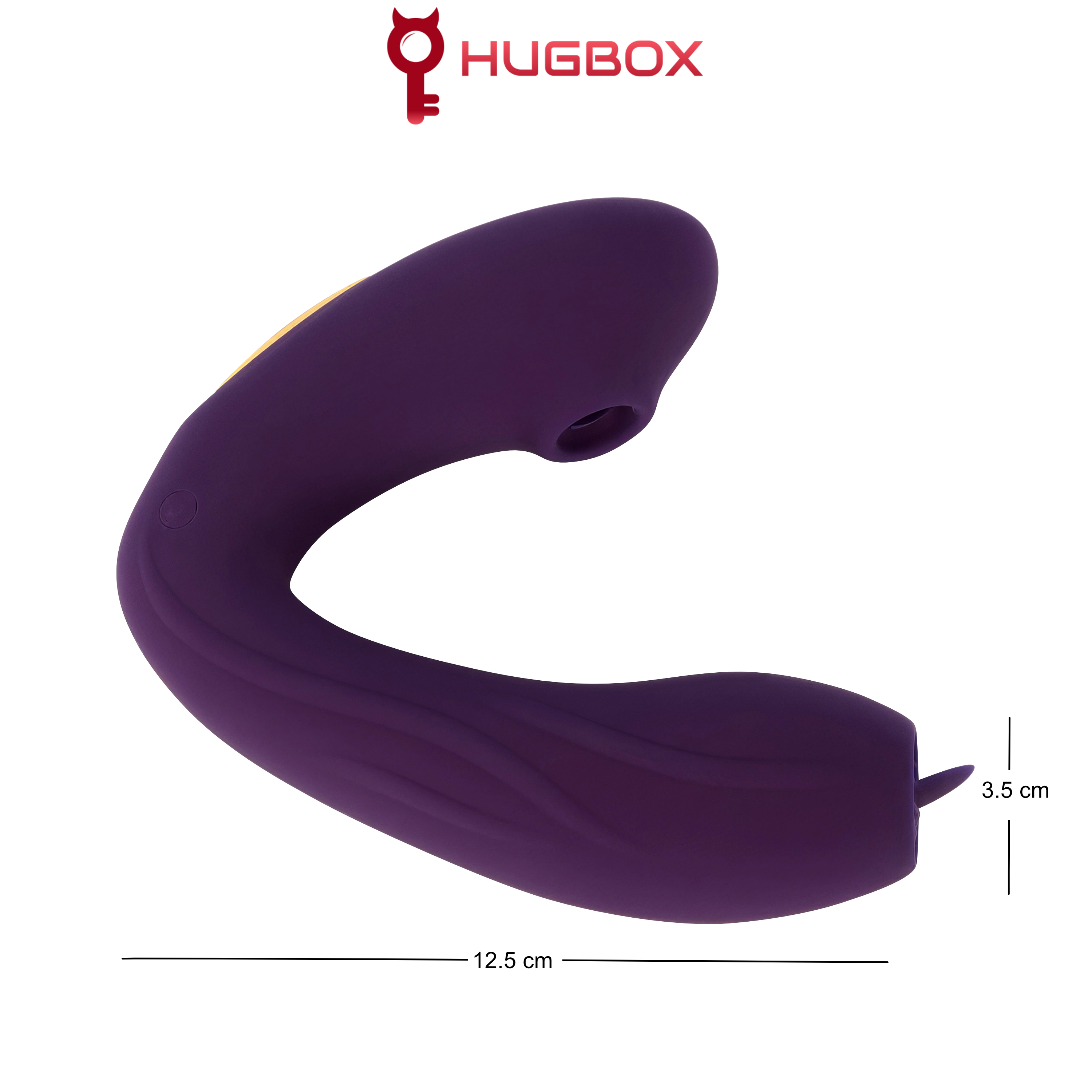 Vibrador morado, 12,5 cm de largo, 3,5 cm de ancho.