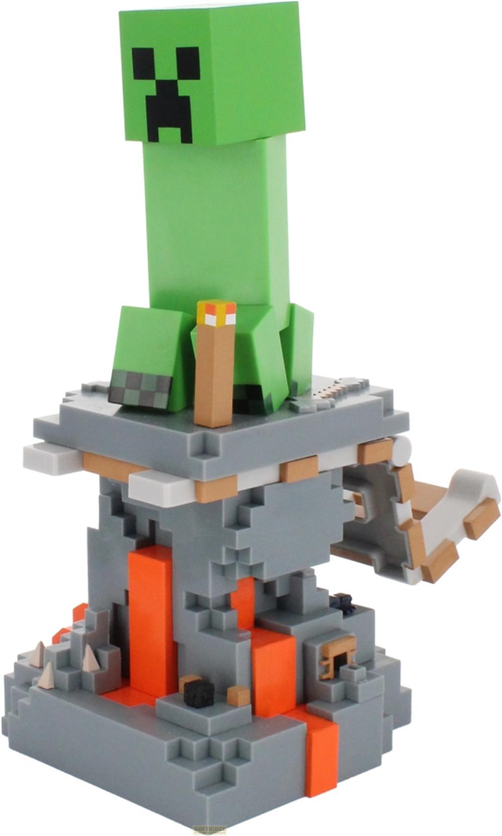 Creeper verde di Minecraft su una base grigia e pixelata con lava.