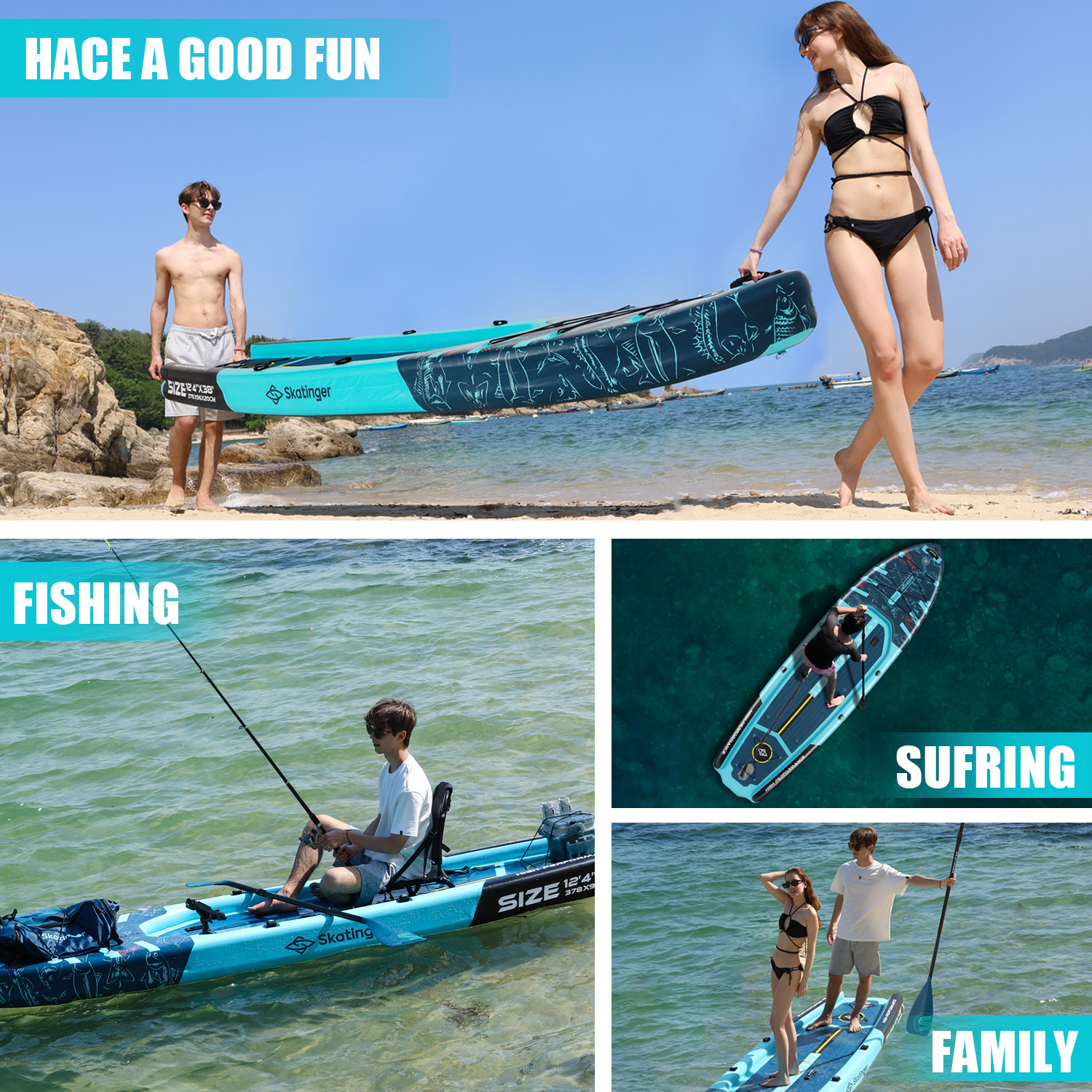 Ludzie uprawiają różne sporty wodne, takie jak kajakarstwo, paddleboarding i wędkarstwo.