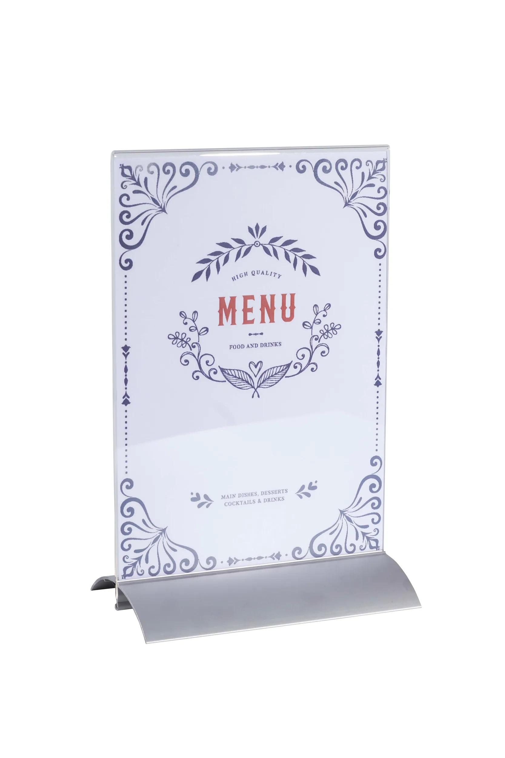 Cartel de menú con patrón floral y texto 'MENU FOOD AND DRINKS'.