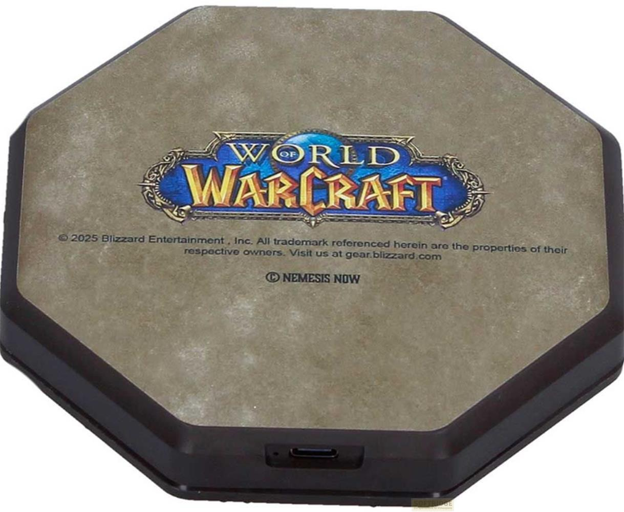 Objet octogonal avec logo World of Warcraft et port USB.