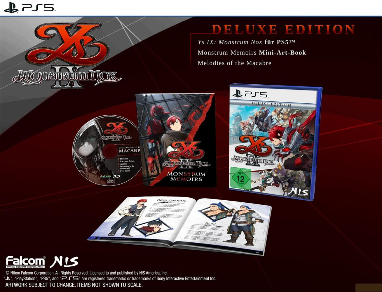 Edizione Deluxe di Ys IX: Monstrum Nox per PS5, con artbook e colonna sonora.