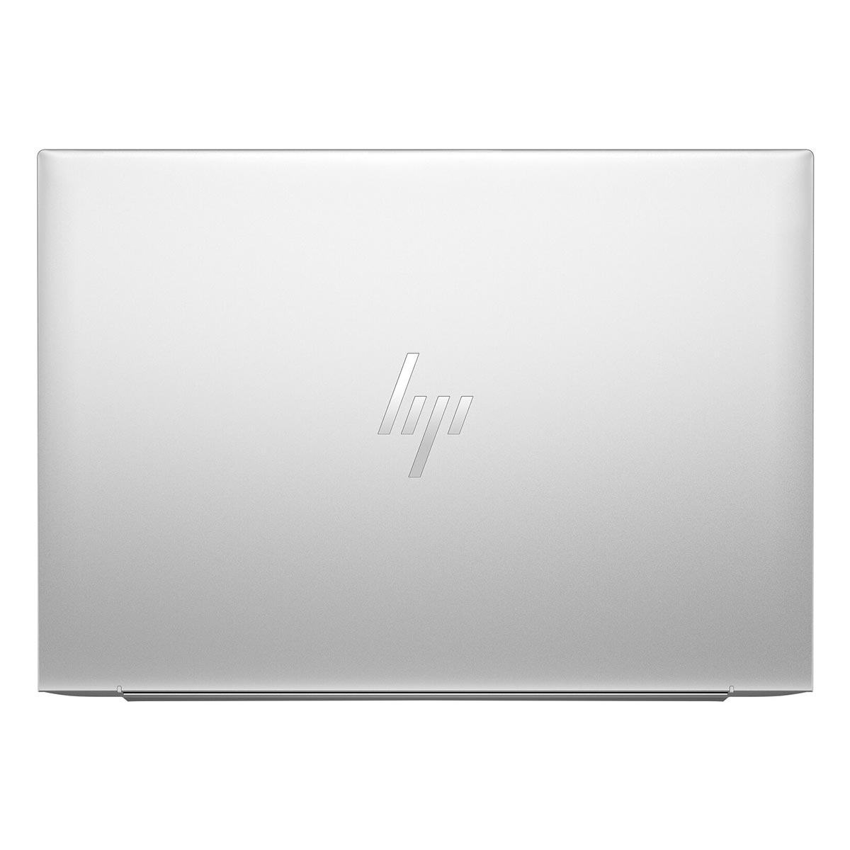 Zamknięty srebrny laptop z logo HP.
