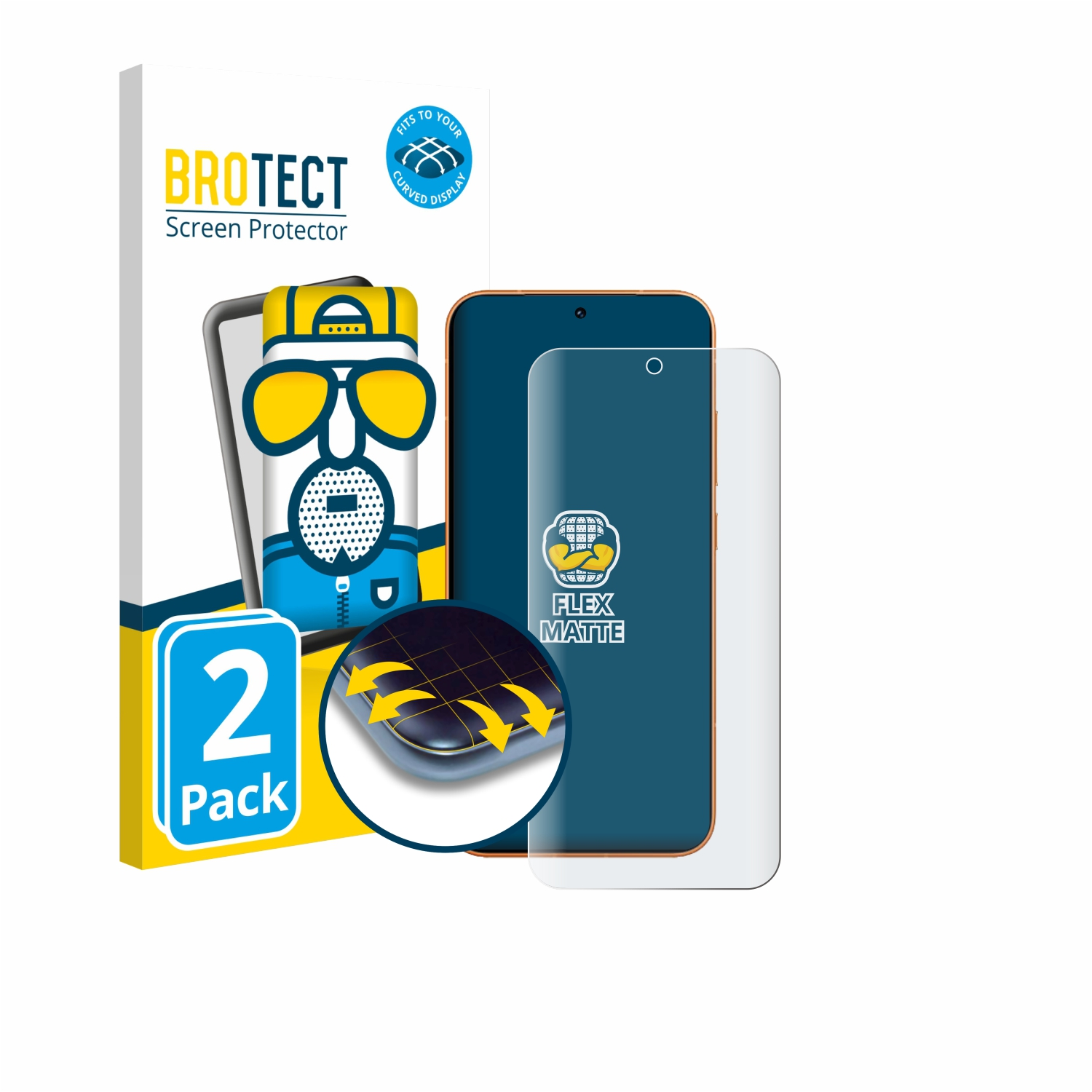 BROTECT Displayschutzfolie, 2er Pack, für gekrümmte Displays.