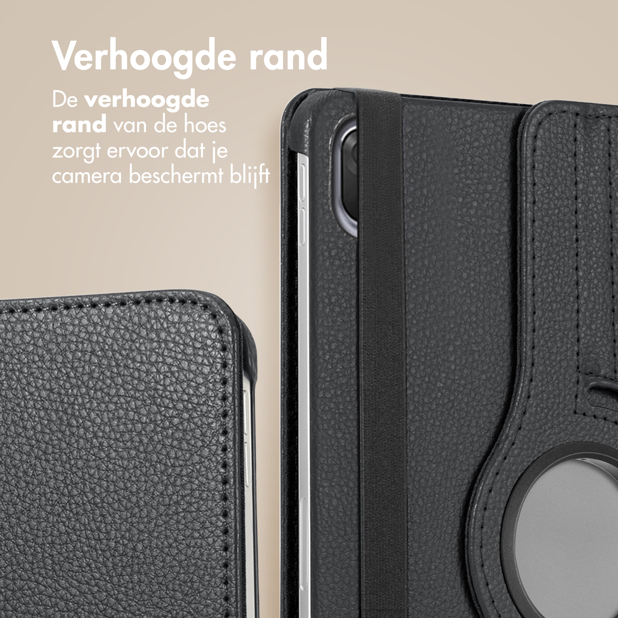 Étui de téléphone noir avec bord surélevé pour protéger l'appareil photo.