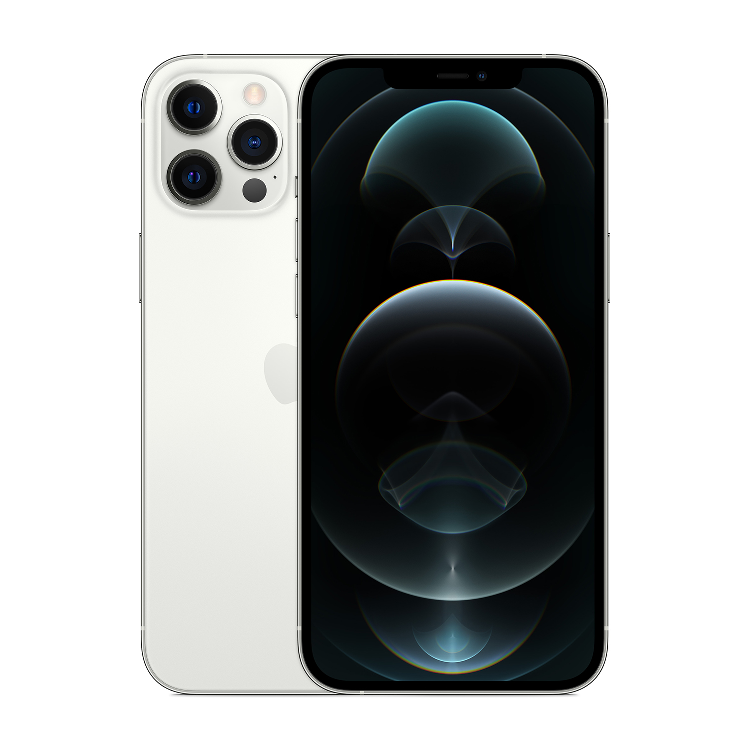 Un iPhone 13 Pro bianco con tre fotocamere sul retro.
