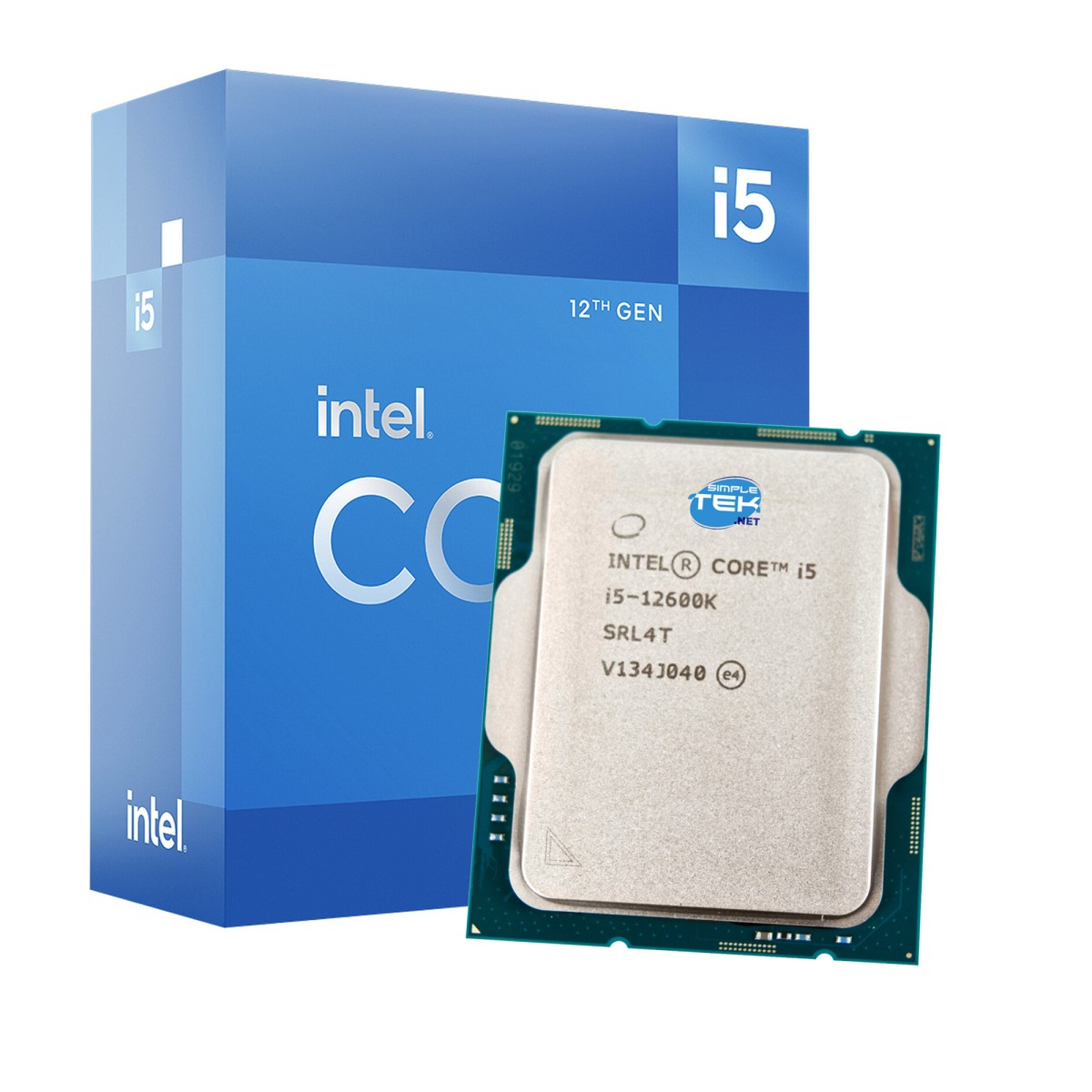 Procesor Intel Core i5 i jego niebieskie opakowanie z oznaczeniem 12th Gen i5.