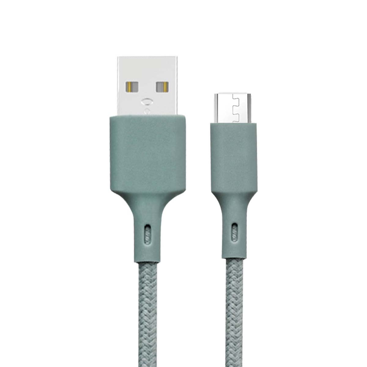 Un connettore USB-A e un connettore USB-C su cavi grigi.