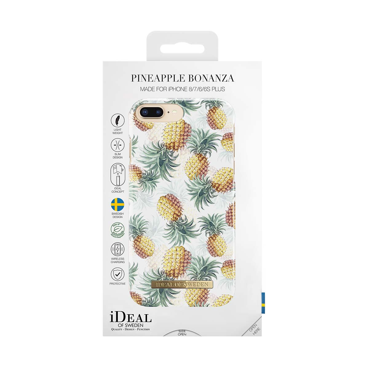 Custodia iPhone con stampa ananas, sfondo bianco, IDEAL OF SWEDEN.
