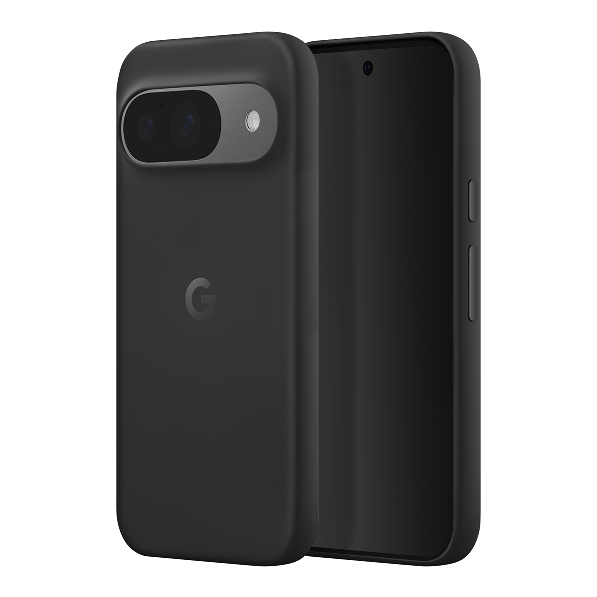 Schwarzes Google Pixel Handy mit Kamera und Google-Logo.