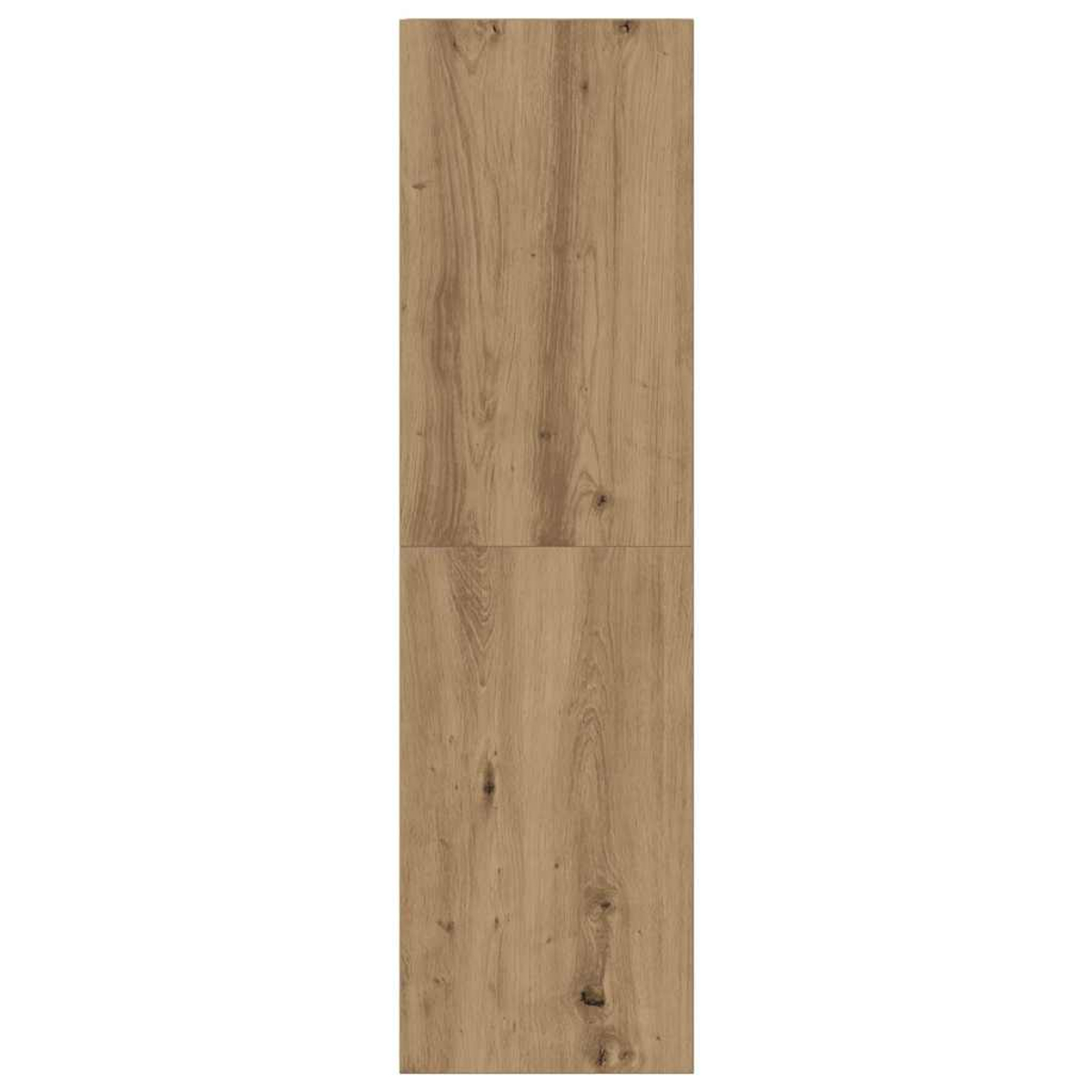 Zwei vertikale Holzflächen mit Maserung, oben und unten getrennt.