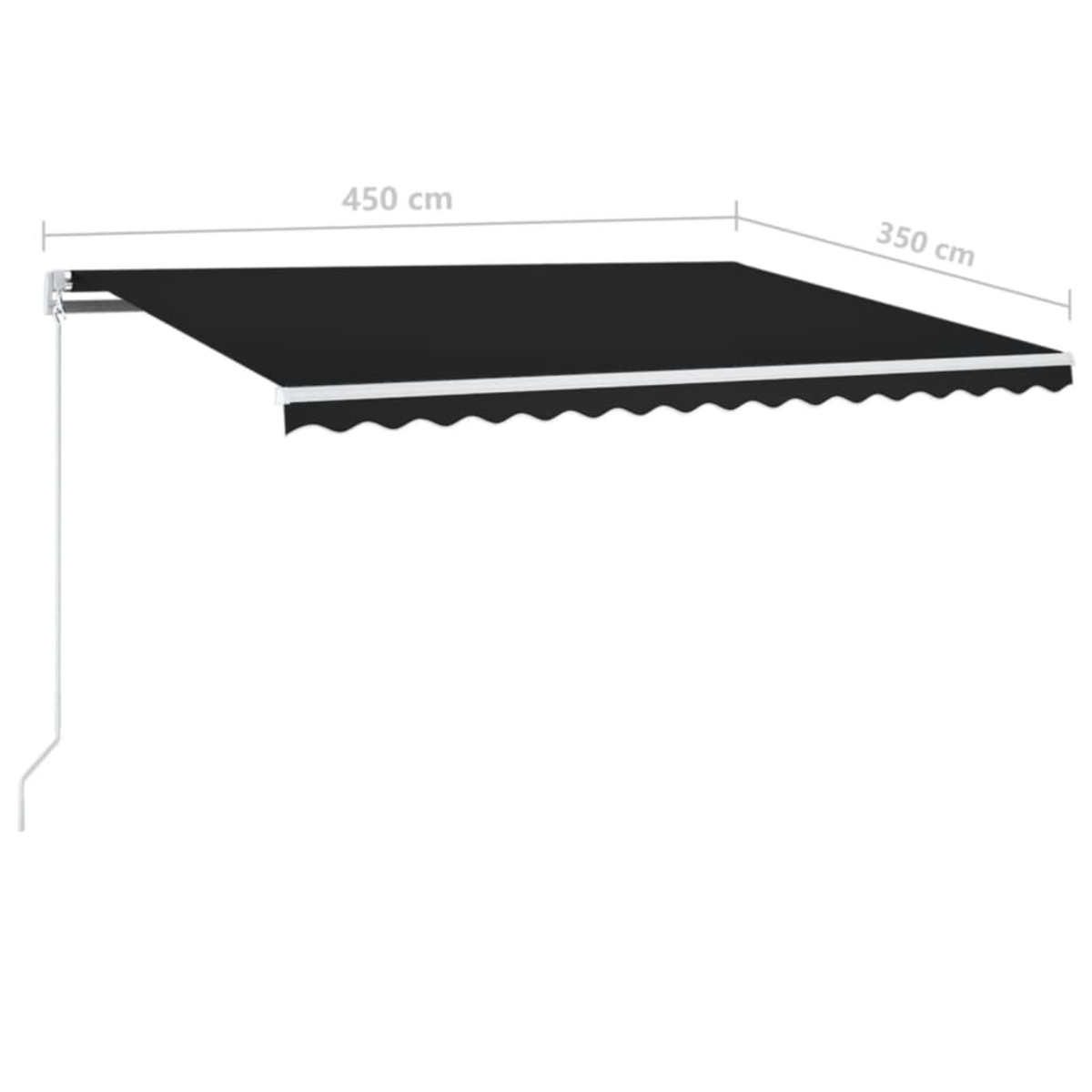 Schwarzer Markisenstoff mit Wellensaum, 450x350 cm.