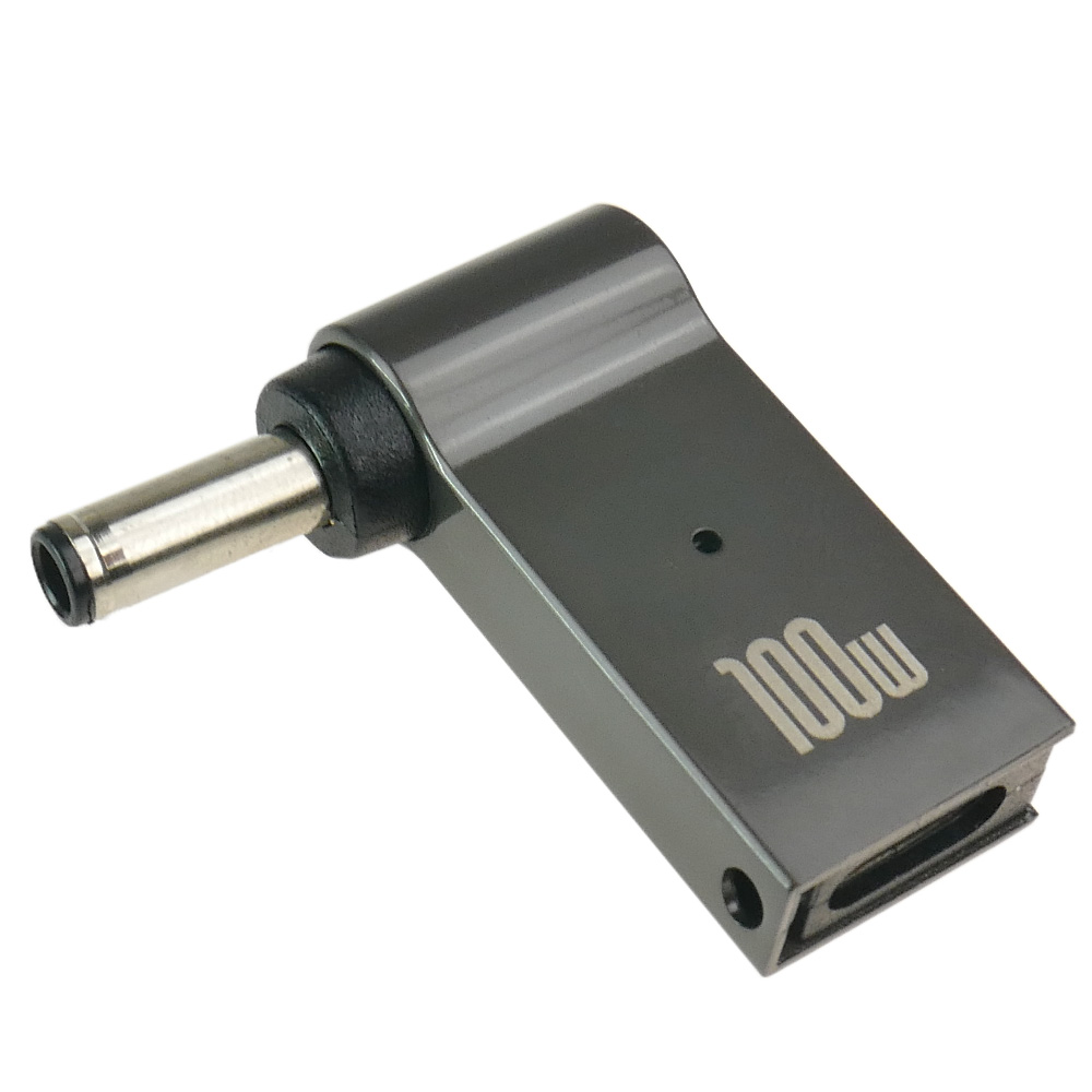 Szary adapter zasilania 100W z portem USB-C i okrągłą wtyczką.