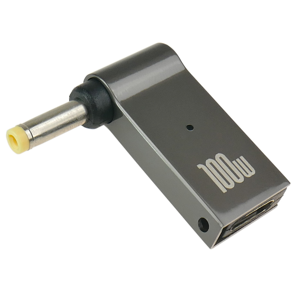 Szary adapter z oznaczeniem 100W i portem USB-C.