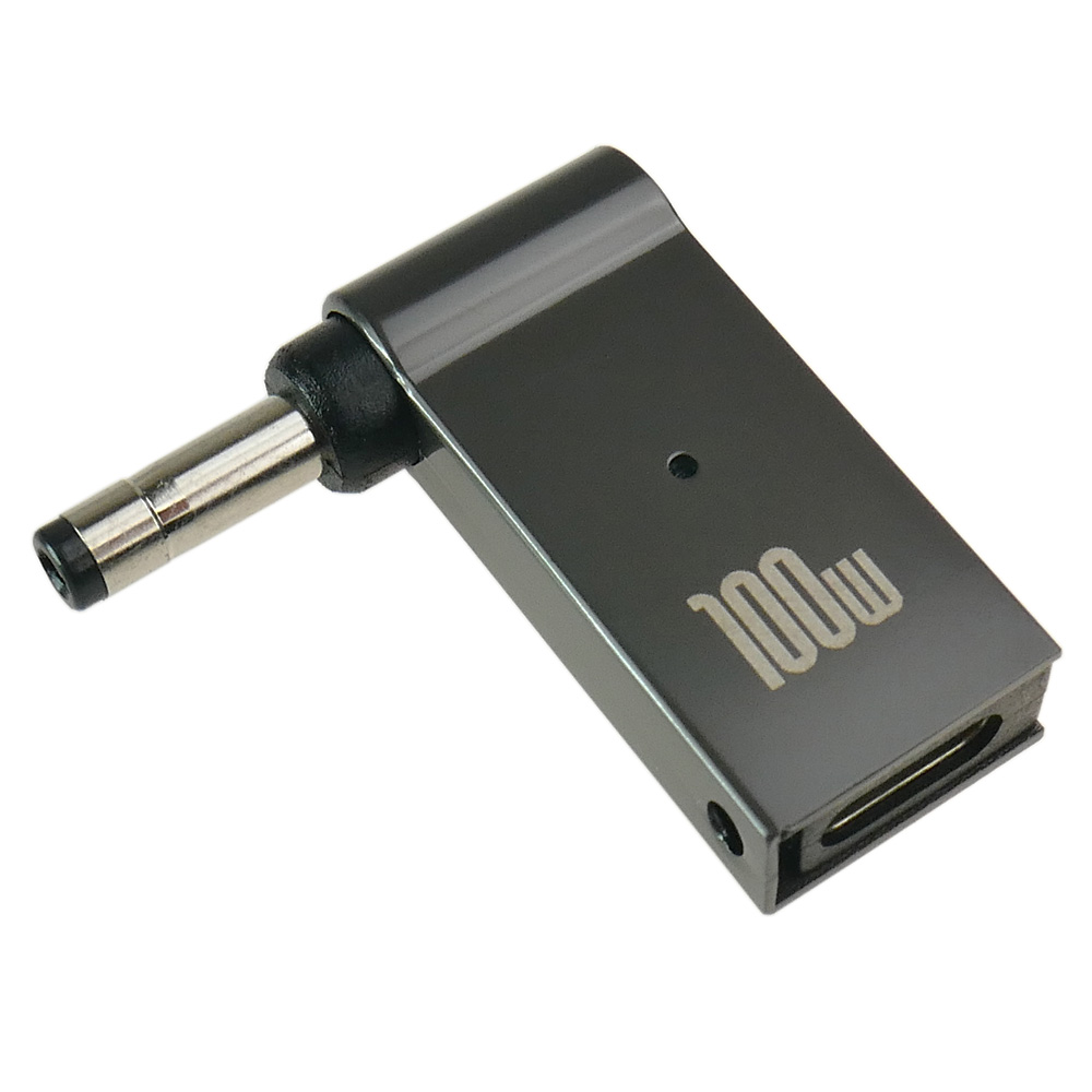 Szary adapter 100W z wtyczką i portem USB-C.