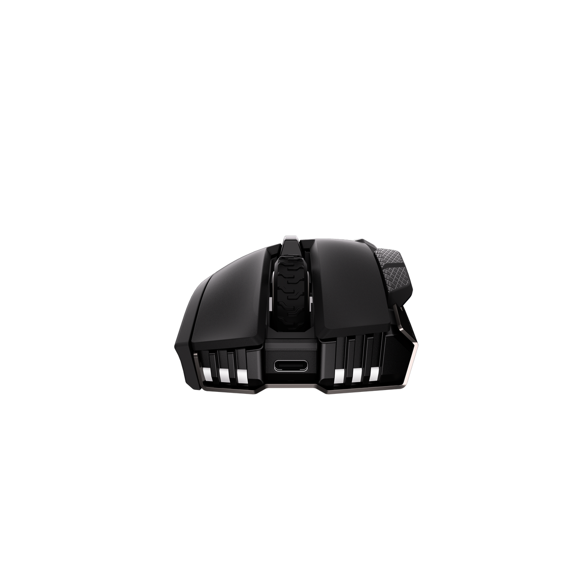 Ratón gaming negro con rueda de desplazamiento y puerto USB-C