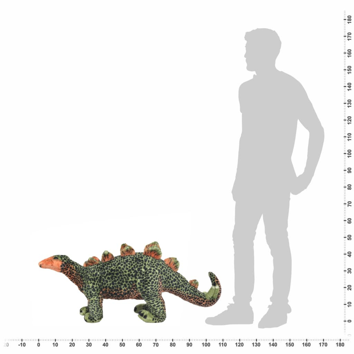 Ein Spielzeug-Dinosaurier neben der Silhouette eines Mannes.