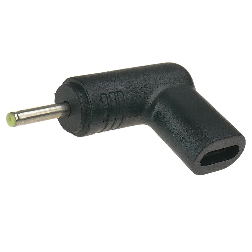 Czarny adapter kątowy z metalowym bolcem i owalnym otworem.