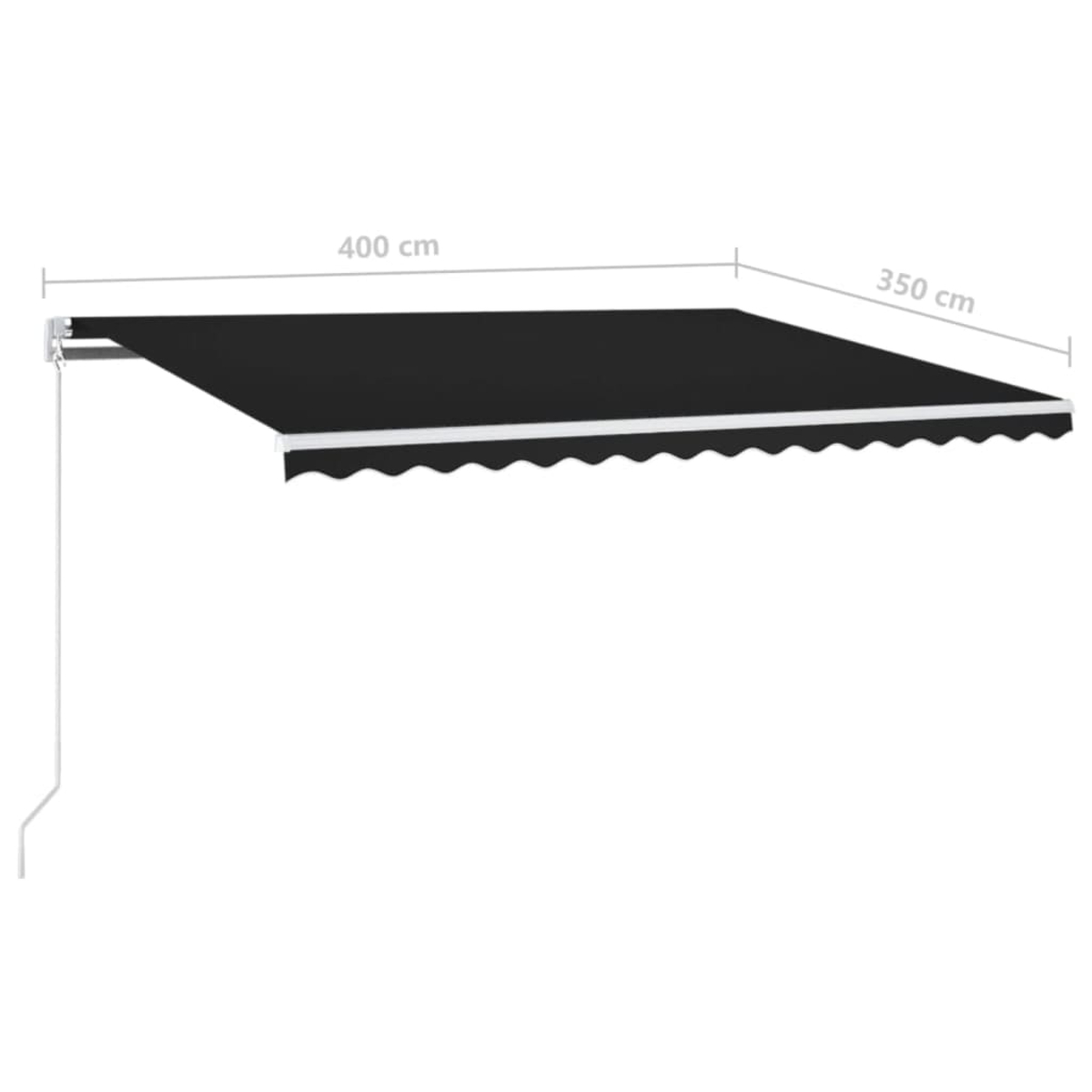 Schwarzes Markisendach mit Wellensaum, 400x350cm.