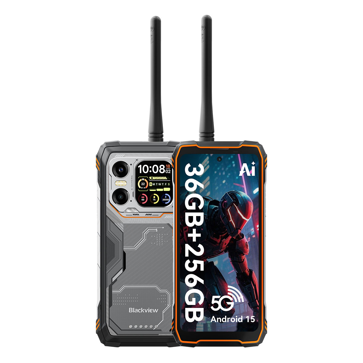Teléfono robusto con dos antenas, 36 GB+256 GB, 5G y Android 15.