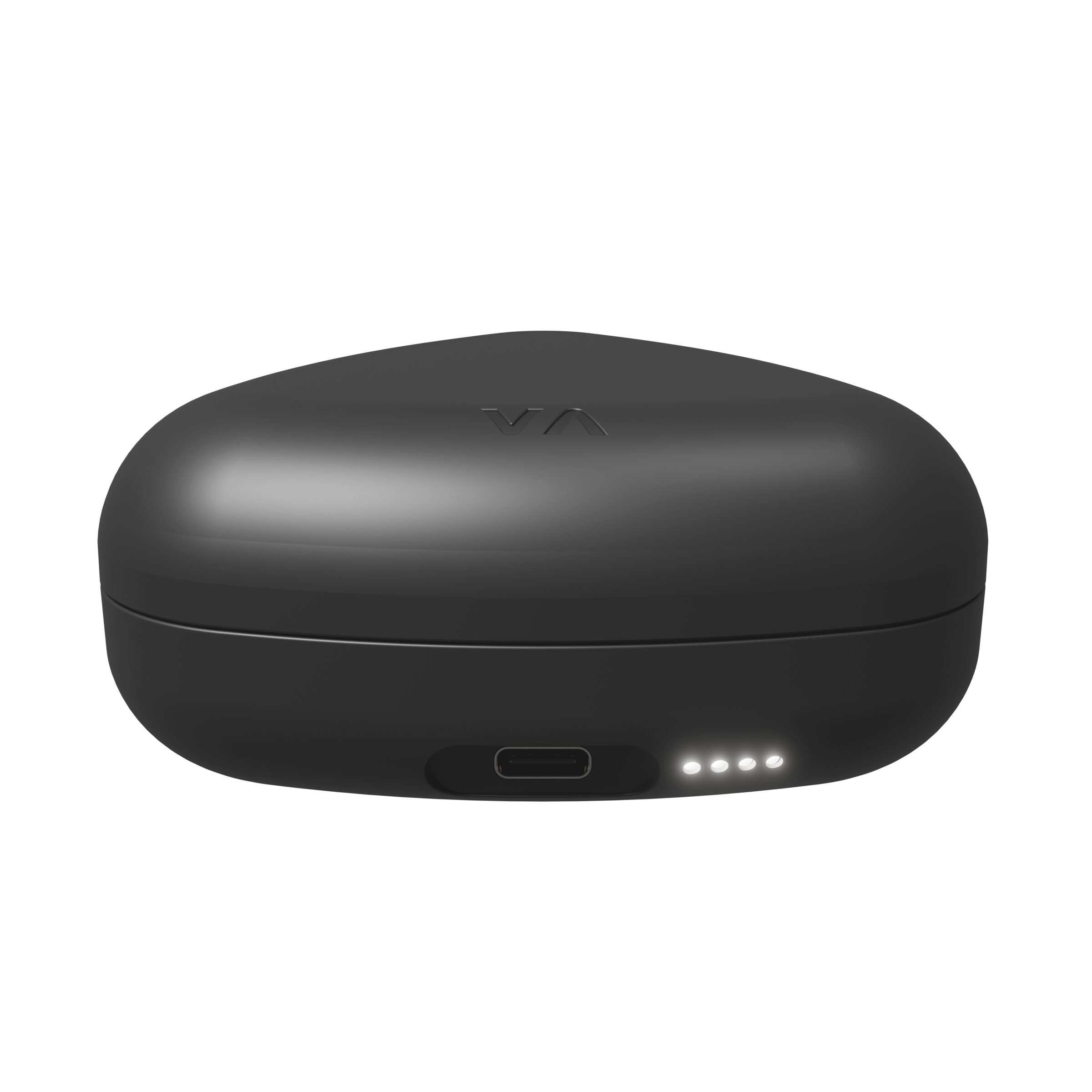 Schwarzes Ladecase mit USB-C-Anschluss und vier LED-Anzeigen.
