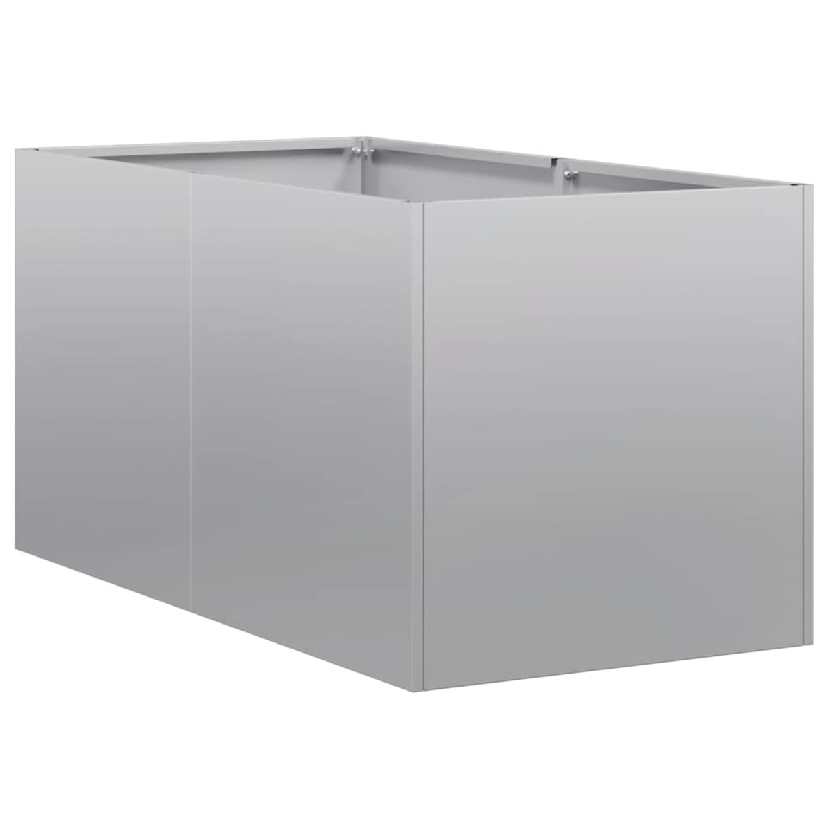 Ein grauer Metallschrank ohne Türen oder Inhalt.